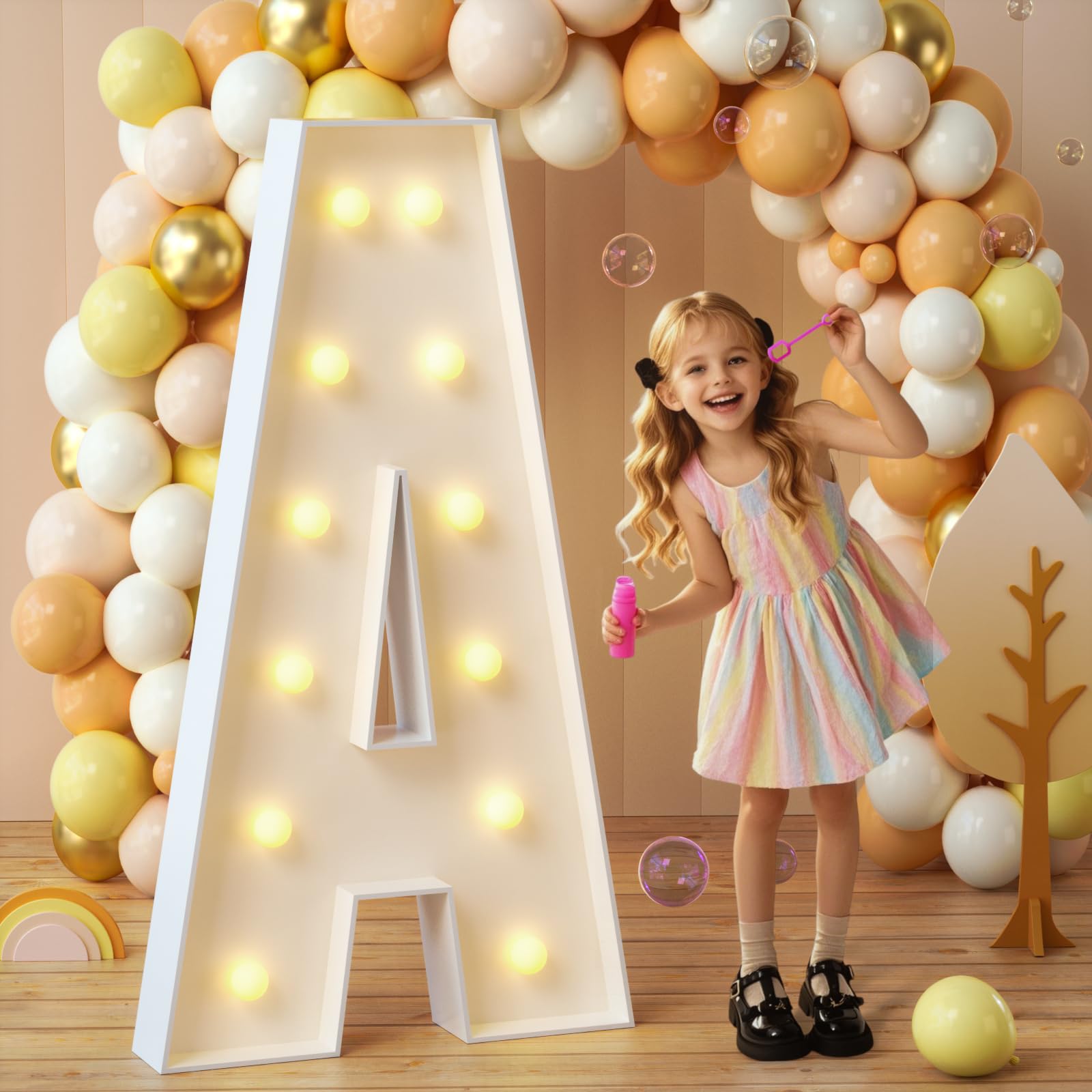 Imprsv Marquee Light Up Letters, Mosaic Letters 4Ft Marquee Letters For Baby Shower Engagement Graduation Party Decor Large Mar