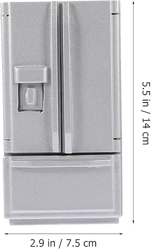 Miniatura 6 de BESPORTBLE Scale Miniature Refrigerator Dollhouse Furniture Decor Silver Gray Mini Fridge Model for Doll Play Lightweight Smooth Surface Educational