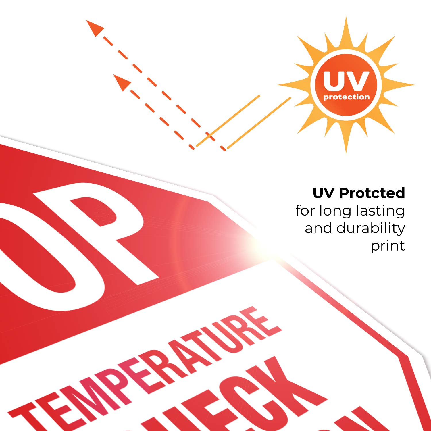 Getue Stop Temperature Check Station Sign, Social Distancing Sign, 12x12 Inches, Rust Free .040 Aluminum, Fade Resistant, Easy Mounting, Indoor/Outdoor Use, Made in USA by SIGO Signs