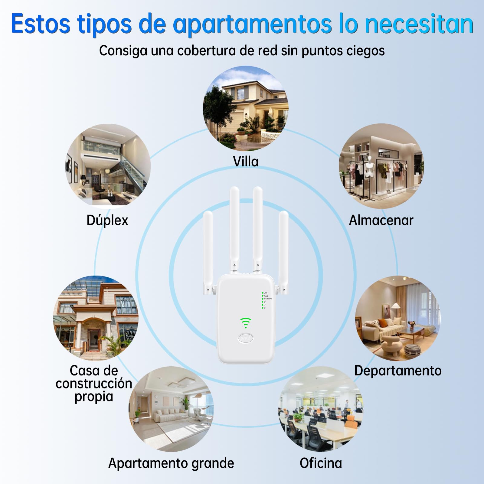 2026 Nuevo Repetidor WiFi, Amplificador Extensor WiFi con 2 Puertos ethernet, 4 Antenas, Modo Repetidor/Router/Ap, Extensor WiFi para Casa/Oficina, fácil instalación acción