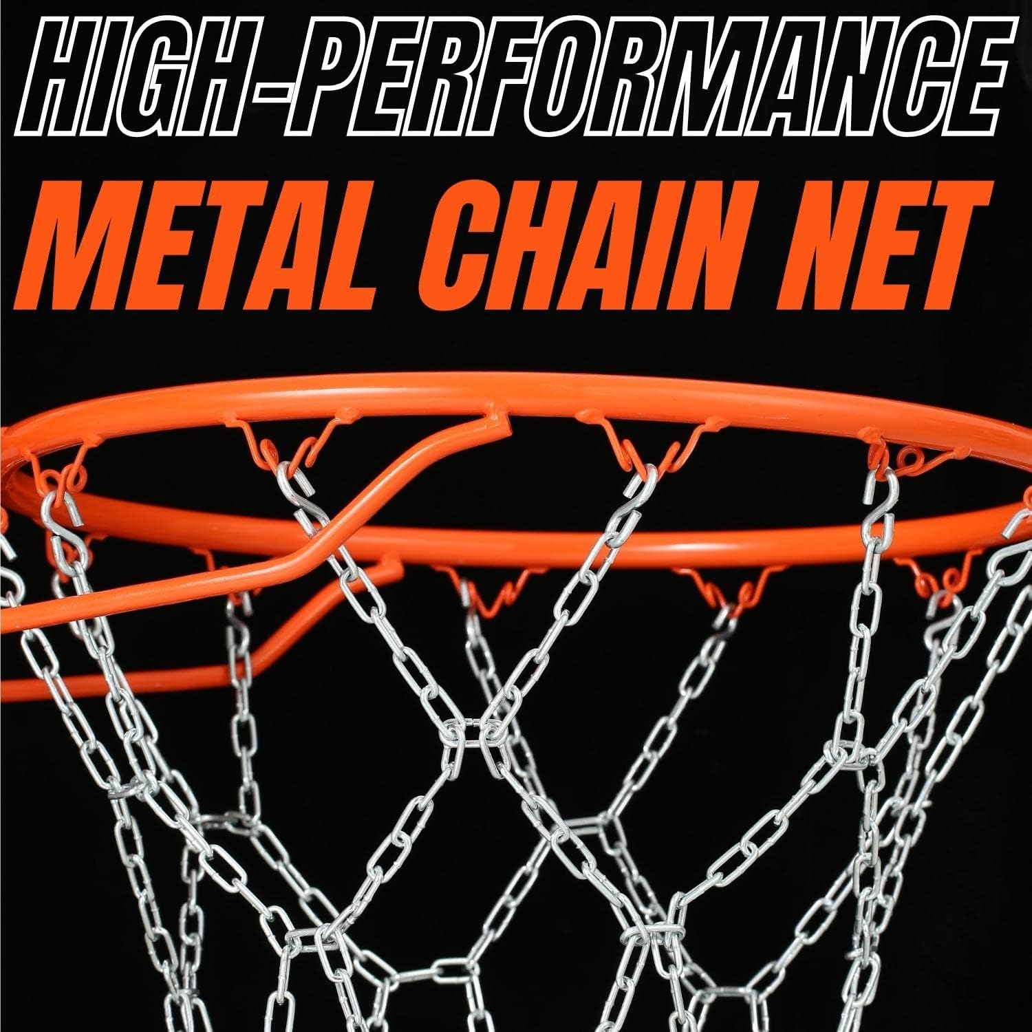 Basketball Net Heavy Duty Metal Chain Replacement with 12 S-Hooks and Set of Pliers to Tighten Hooks | Rustproof Galvanized Iron 21-Inch (53 cm) Net (2.5)