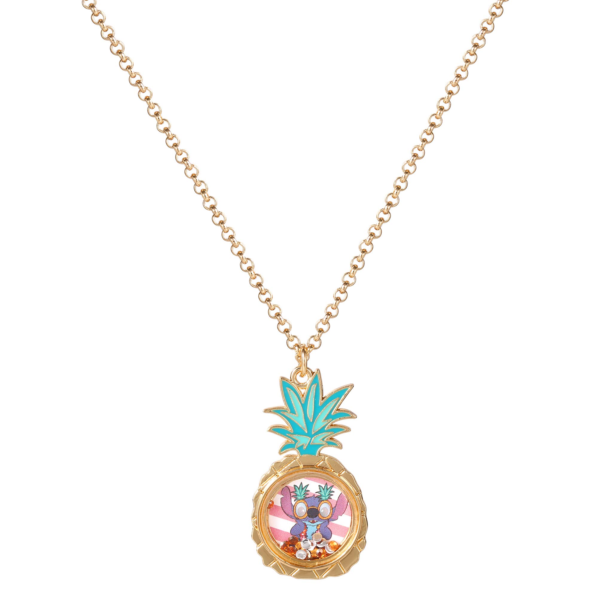 Collier Disney Lilo & Stitch avec Pendentif Ananas en Or