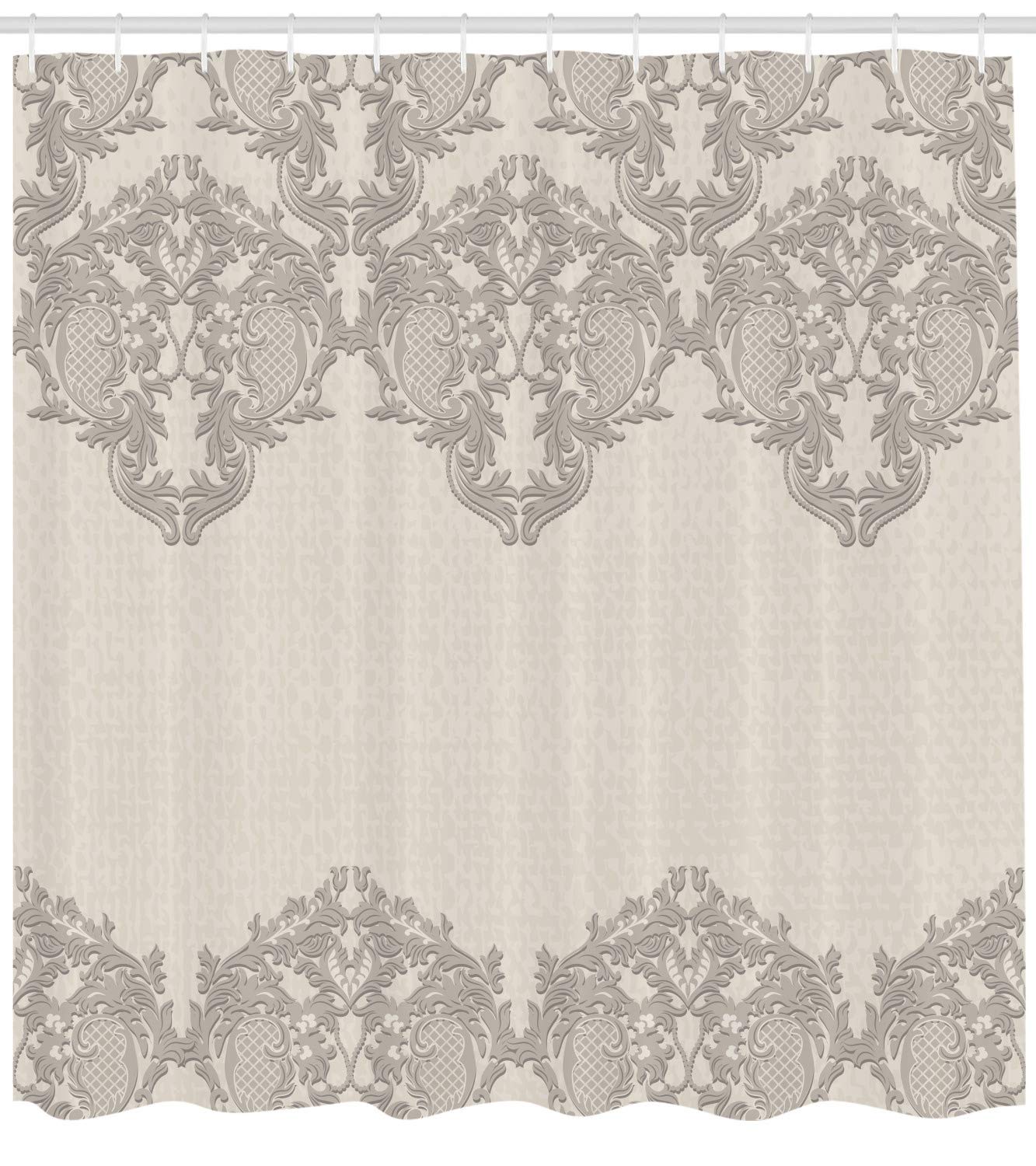 ABAKUHAUS Taupe Shower Curtain, Lace Like Framework Borders with Details Delicate Intricate Retro Dated Print - Image 2