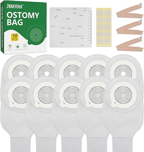 10 bolsas de colostomía, bolsa de ostomía de una pieza, bolsa drenable para ostomía para el cuidado del estoma de ileostomía, corte para adaptarse a