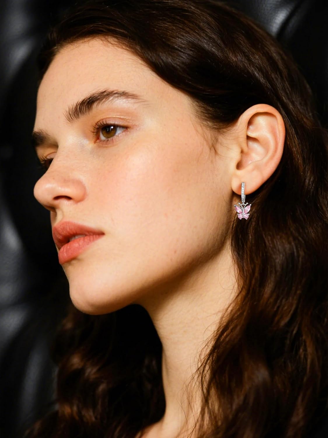 SILVERCUTE 925 Sterling Silver Butterfly Earrings - Hypoallergenic Birthstone Earrings for Women, Butterfly Dangle Earring,Dainty Birthday Gifts for Women/Her - Image 2