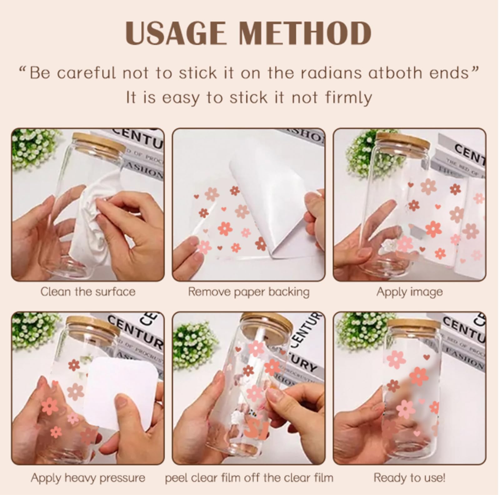 Amazon.com: UV DTF Cup Wrap for Glass 16oz,Glass Cup Wrap Transfers  Stickers Cup Decals, Ready to Apply Cup Wrap - Ceramic Mug DIY Crafts 6  Sheetes