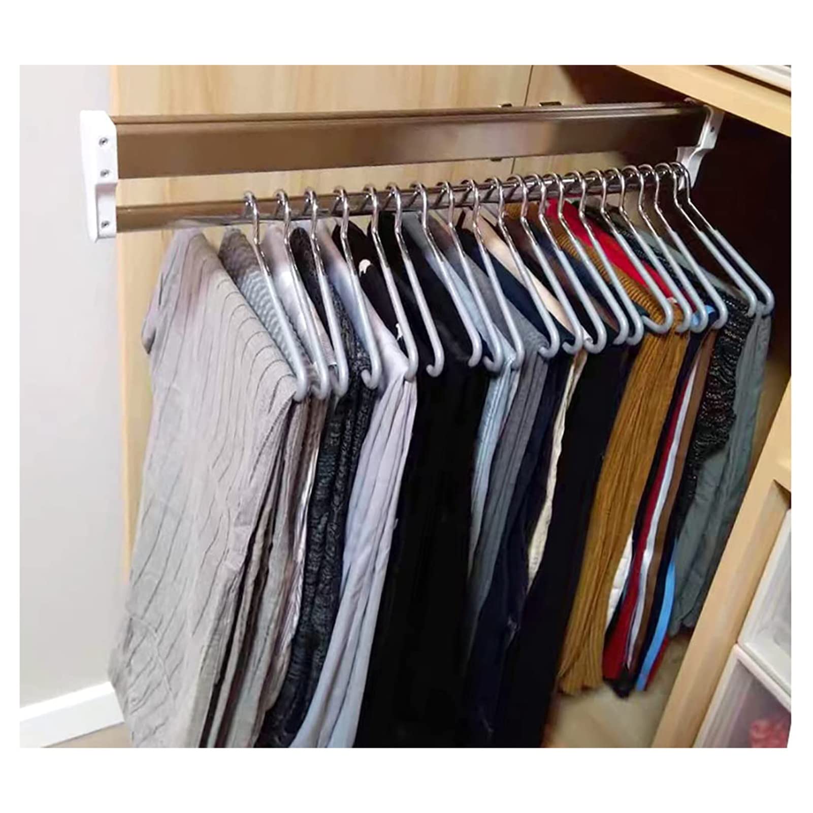 SBCGFY Pull-out Clothes Rail with Slide Rails, Space-saving Closet Storage Rack for Panty Coat Organization,700mm/27.56inch