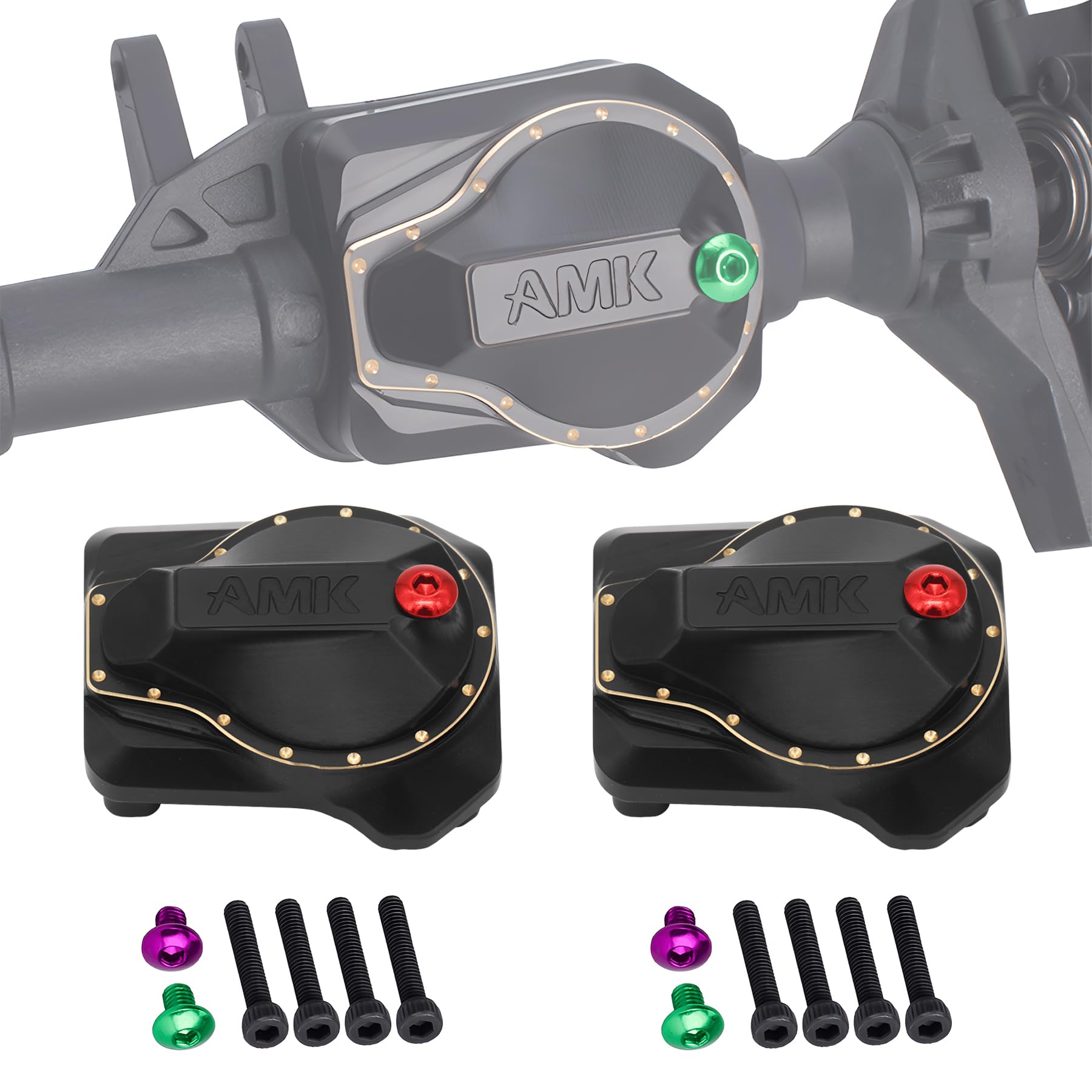 TRX4 Brass Diff Cover, Front and Rear Axle Housing Covers with Oil Fill Hole for 1/10 RC Crawler Car TRX4 Upgrade Parts (2 Pcs)