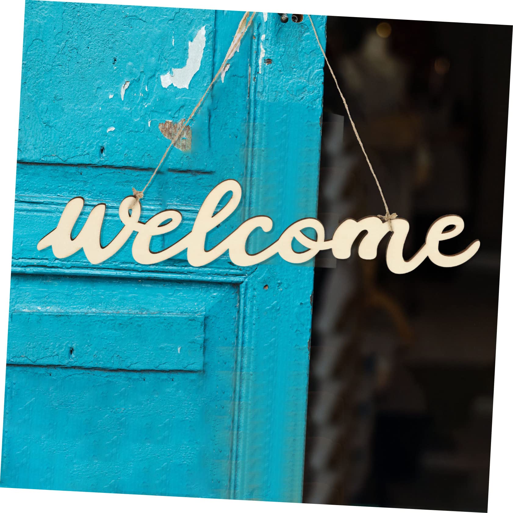 VOSAREA 4ensembles Panneau Bois Bienvenue Avec Cordes Suspendues Décoration De Porte Élégante Pour Maison Restaurant Bar Et Café Accessoire Accueillant Bois Naturel