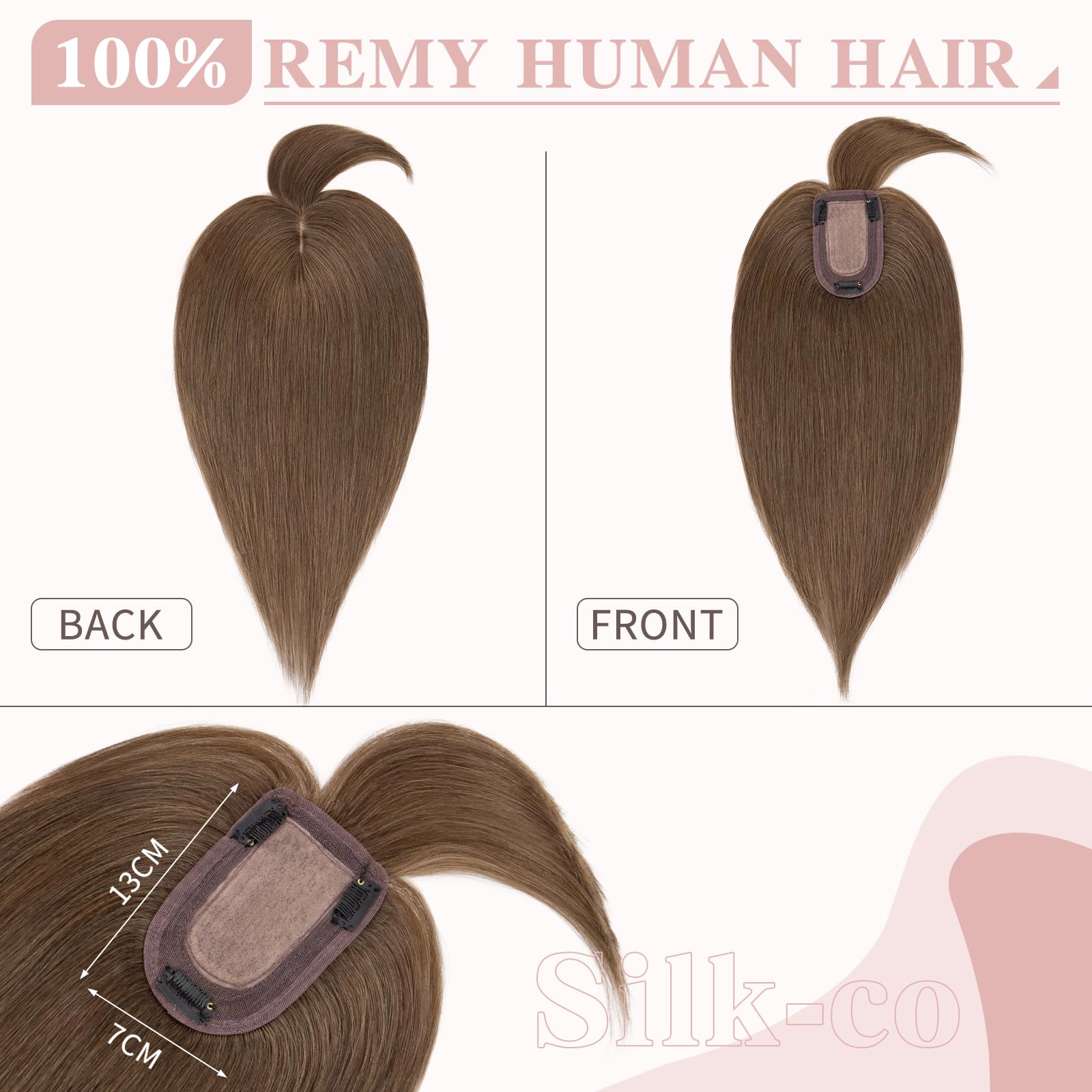 Clip Per Capelli Umani Shinon, Topper Con Frange, 100% Capelli Brasiliani Remy, 8 O 12 Pollici, Nuovo - Foto 4