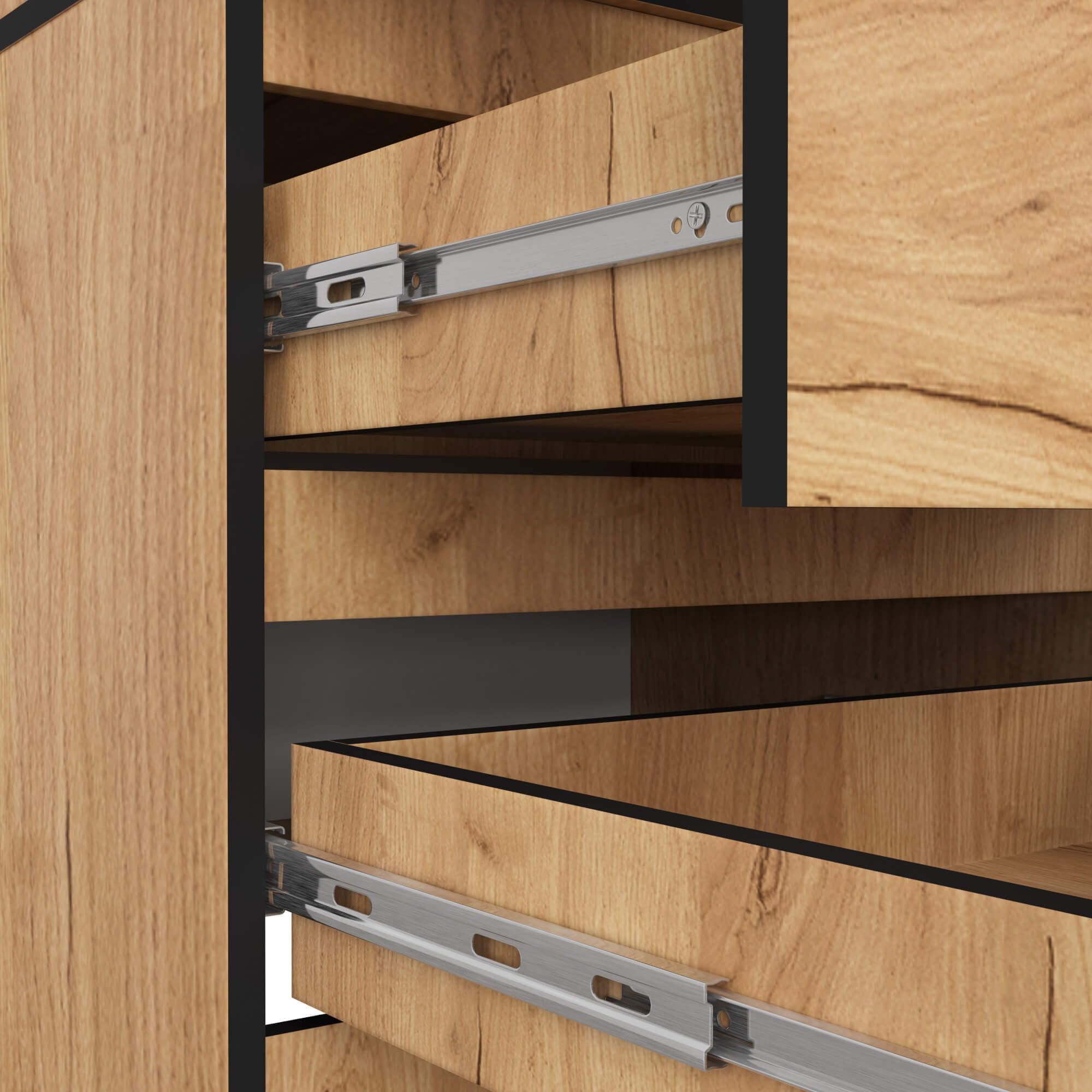 AKORD Armario S60 Roble Craft 60 cm 2 Puertas 2 cajones Frente en Color Roble Craft 1 Estante 60x51x180 cm