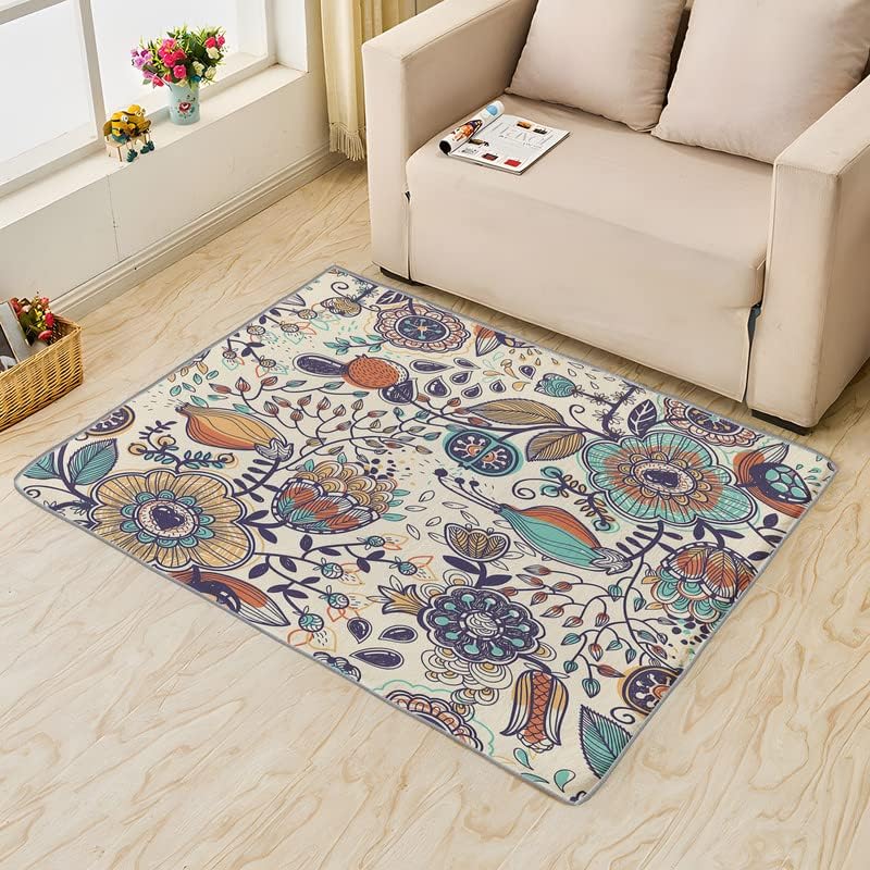 Miniatura 4 de Alfombras lavables para entrada, sala de estar, dormitorio, alfombra floral y decoración del hogar, alfombra bohemia de 2 x 3, antideslizante,