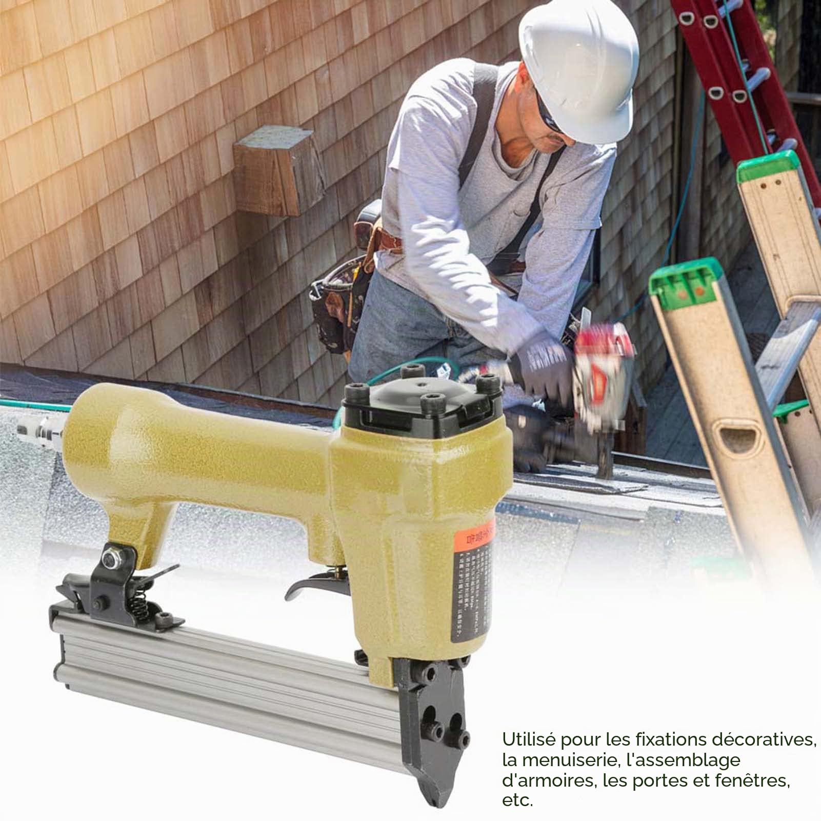 P625 Cloueuse Pneumatique Brad avec Agrafeuse à Air, Pistolet à Clous et Agrafes, Retour Rapide de L'air, 100 Fixations Incluses