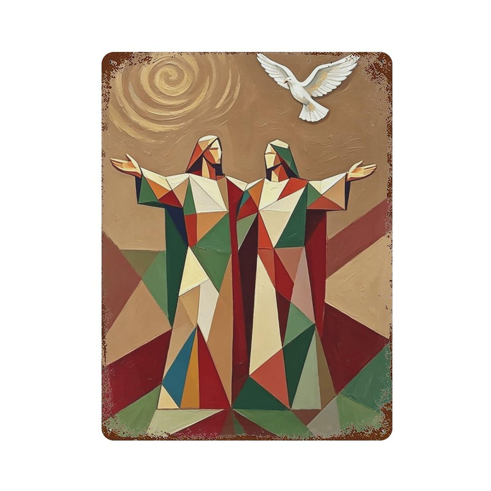 MGHTGRWE Christ And Dove of Peace (1) Poster Wall Art Iron Vintage Metal Tin Sign Modern Home Cofffee Club Art Bar Shop Decor 40x30cm
