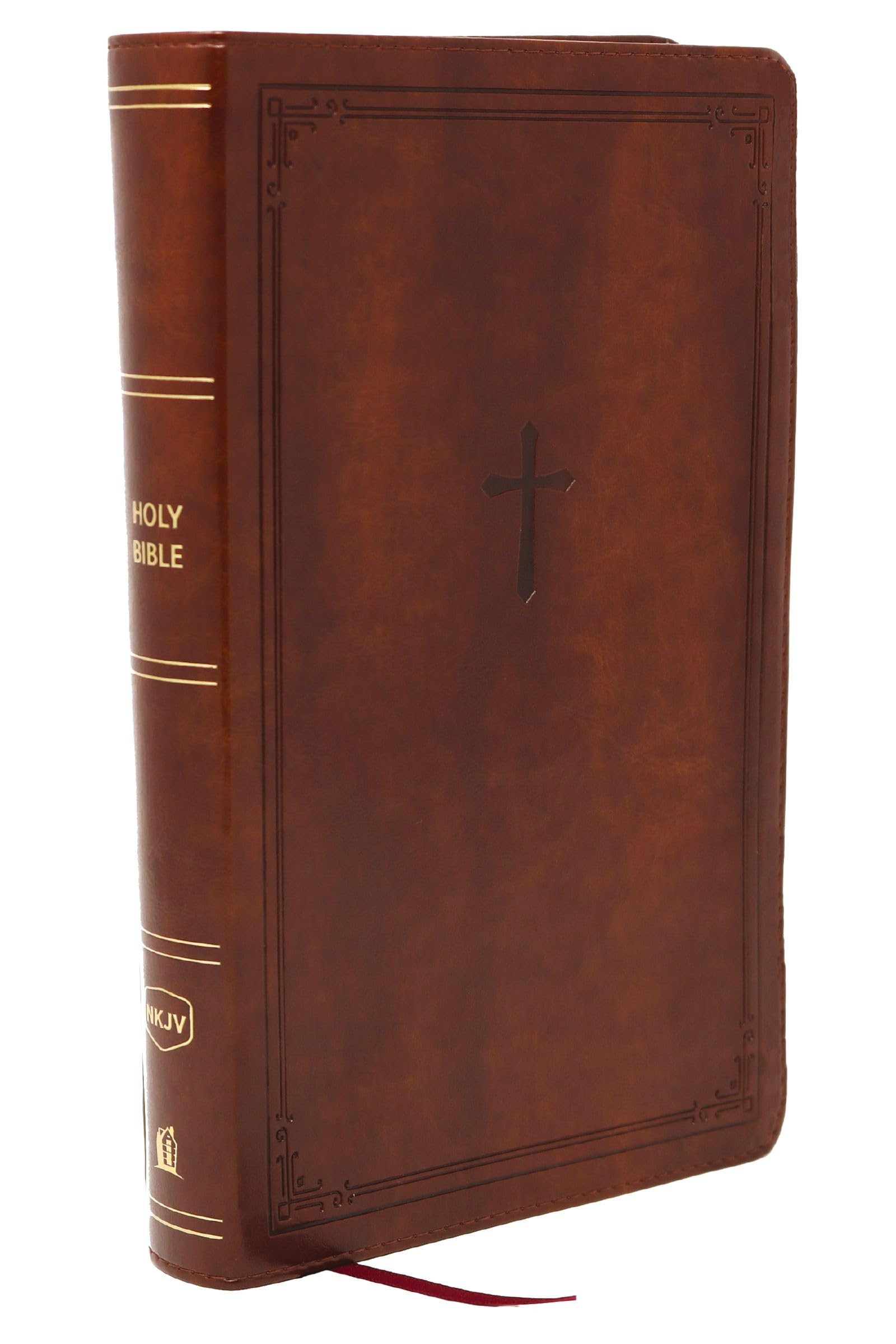 NKJV Giant Print End-of-Verse Reference Bible, Brown Leathersoft, Red Letter, Comfort Print: Holy Bible