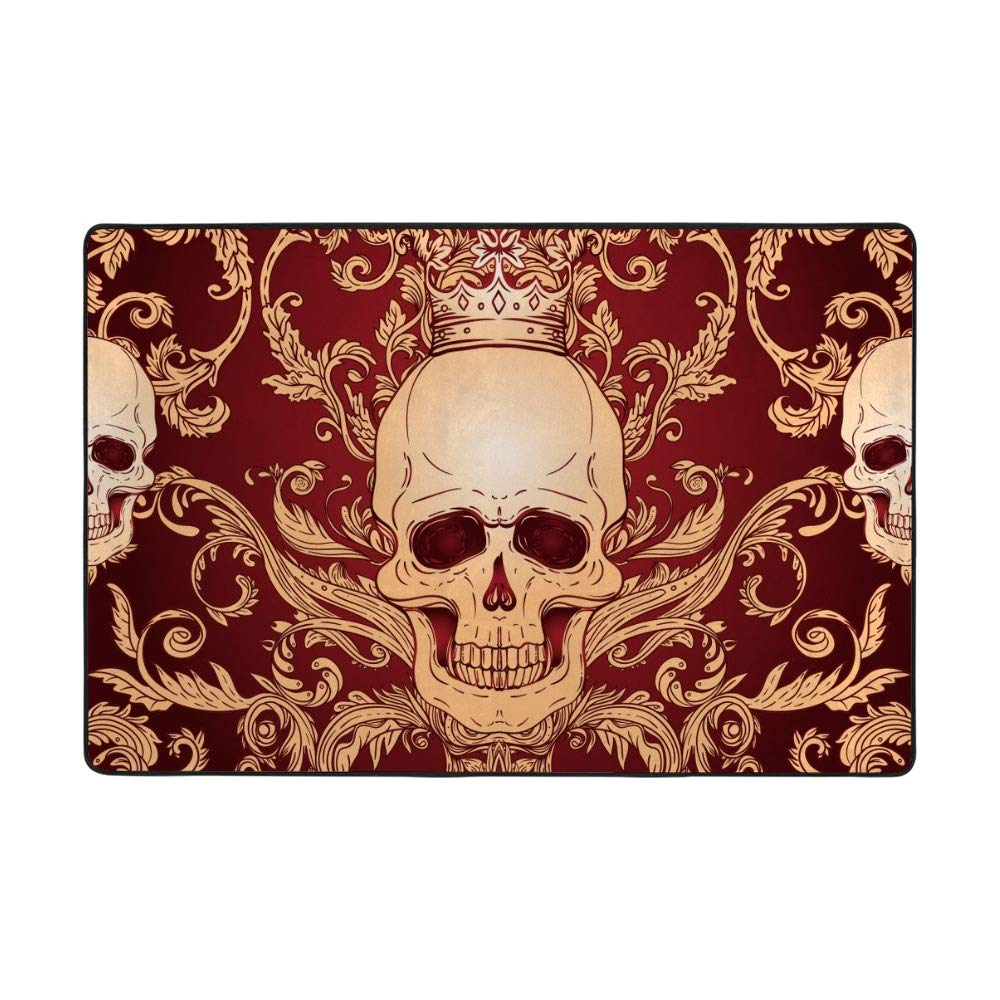 Tapis de salon baroque damassé rouge foncé en velours corail Ruchen, dimensions 183x122cm