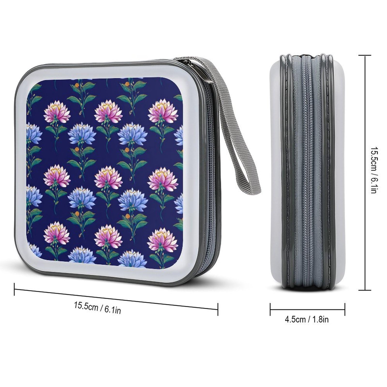 DuduYH Lily Flowers Pattern Simple CD Case DVD Storage Case Portable for Car Home Travel