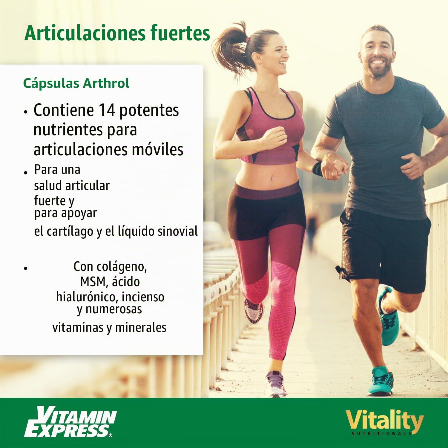 ARTHROL Cápsulas para las articulaciones de alta dosis con MSM, colágeno, glucosamina, hialurón sin aditivos, 180 cápsulas, dolor articular, aminoácidos, Vitality Nutritionals by VitaminExpress
