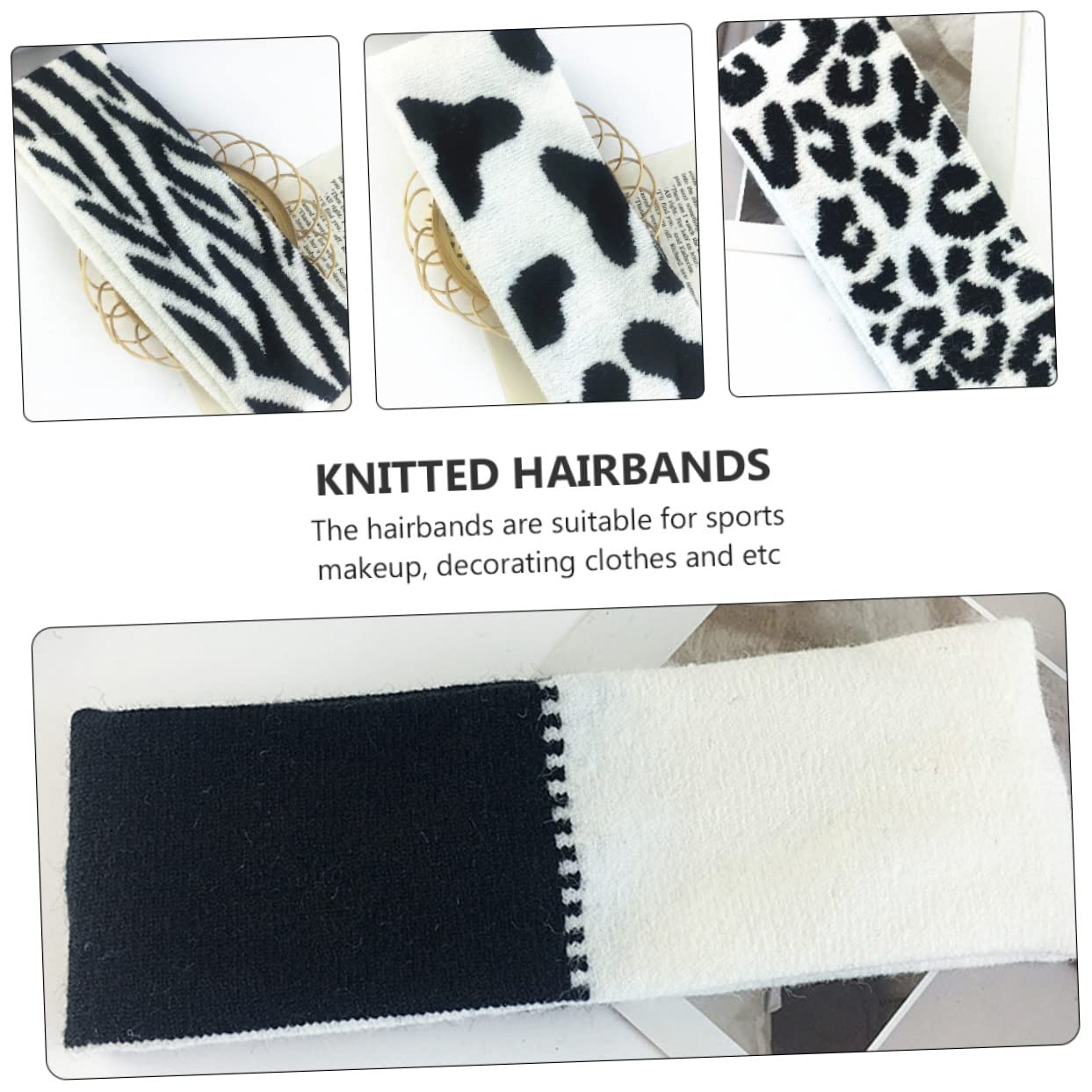 FRCOLOR 3 Juegos 4 Piezas diadema tejida en y diadema facial s de maquillaje de vaca hair band bandana cintas para el pelo de ducha tejido de punto