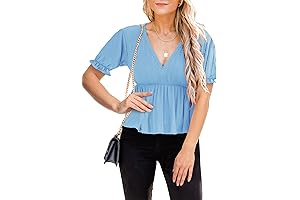 Discover Feminine Finesse: Our Stunning Blue Peplum Top