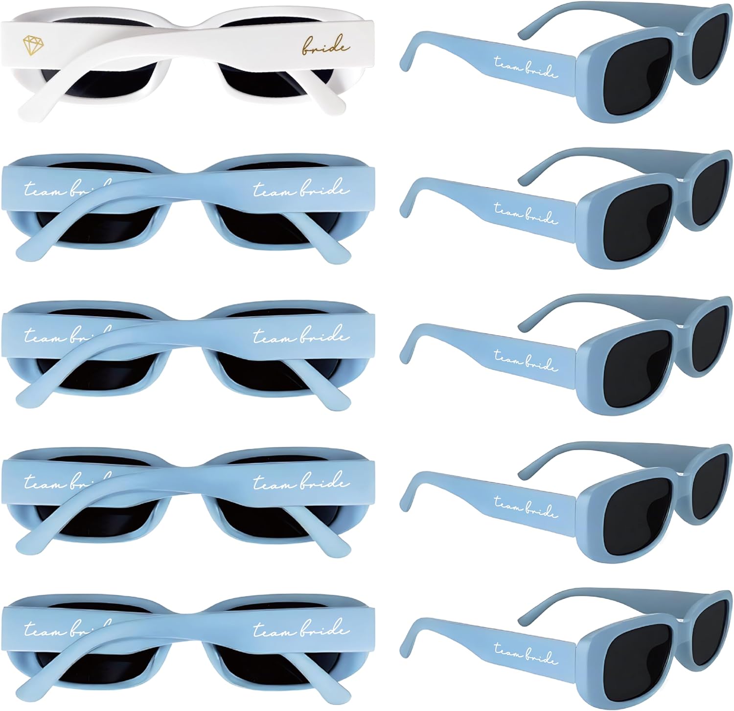 Bride's Babes Bachelorette Sunglasses, Bridesmaid Sunglasses,10 Pack Rectangle Team Bride glasses for Bachelorette Party