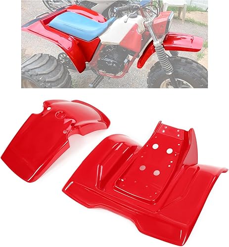 KUAFU Guardabarros delantero y trasero compatible con Honda ATC200X ATC 200X 200X 3 ruedas ABS - rojo