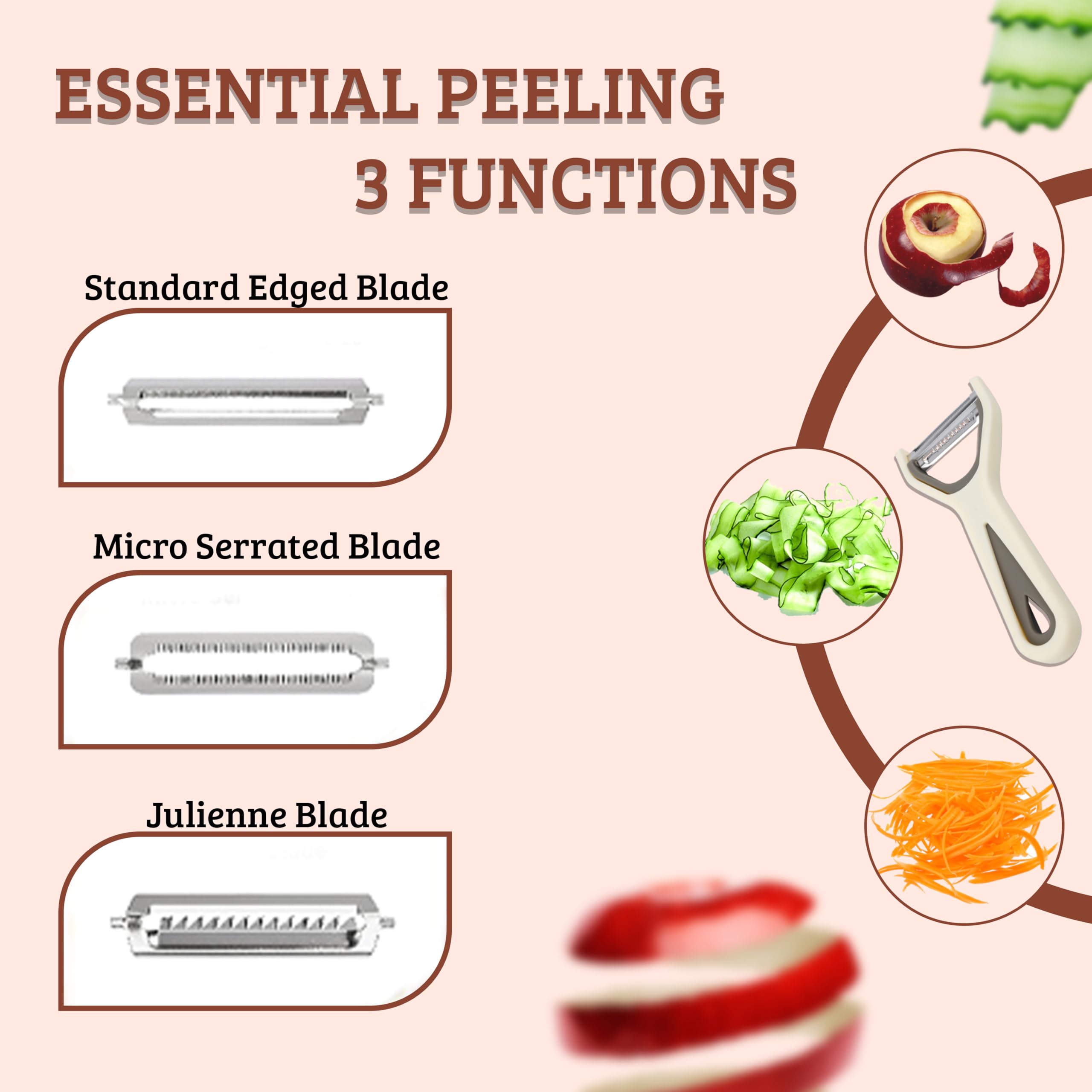 3-in-1 Stainless Steel Peeler - Julienne, Straight & Serrated -4 3-in-1 Stainless Steel Peeler - Julienne, Straight & Serrated -4