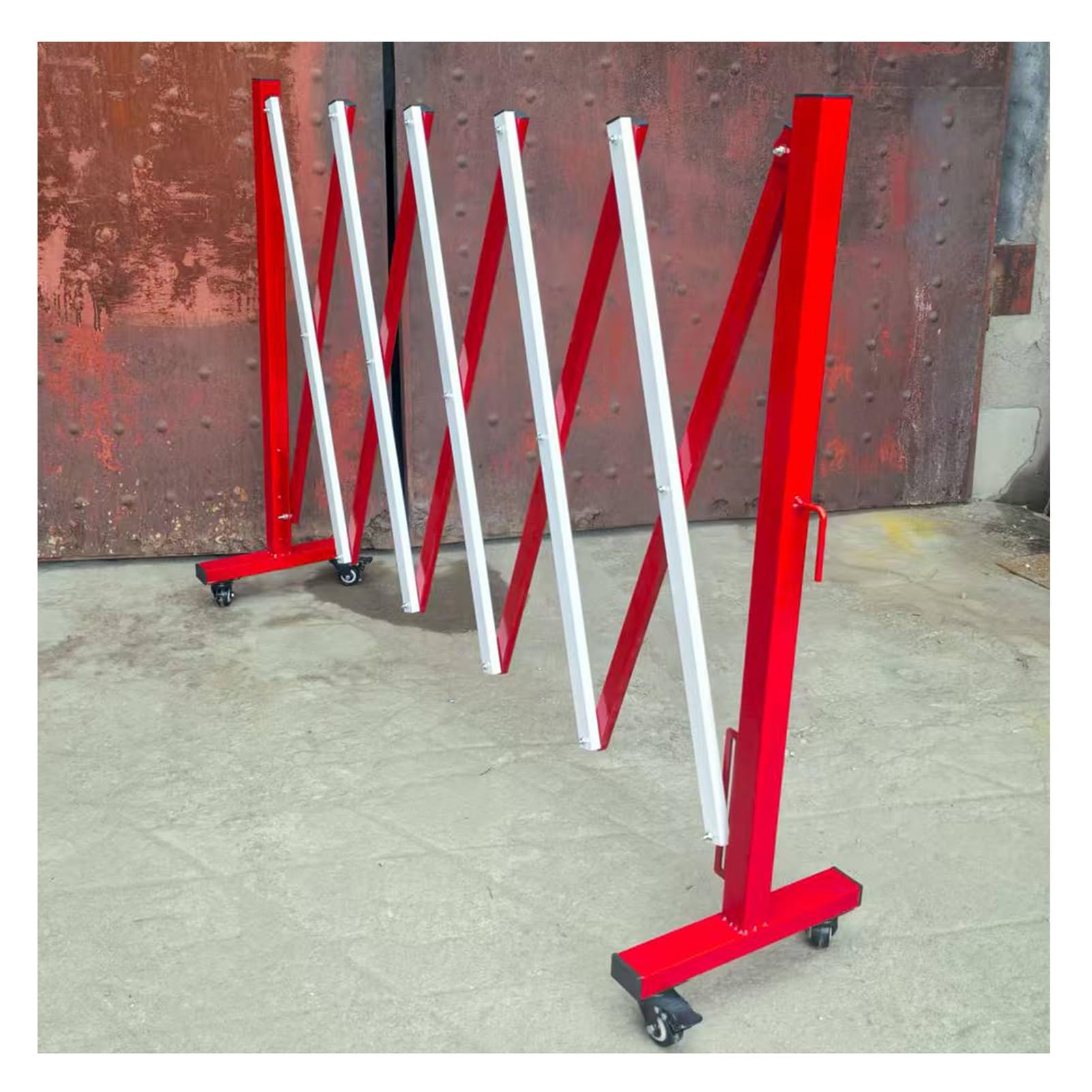 YNIYUJKL Industrial Stainless Steel Folding Security Gate Retractable Scissor Door For Schools & Warehouses Connectable Accordion Barrier With Casters,Rosso-120x200cm/47.2x78.7in