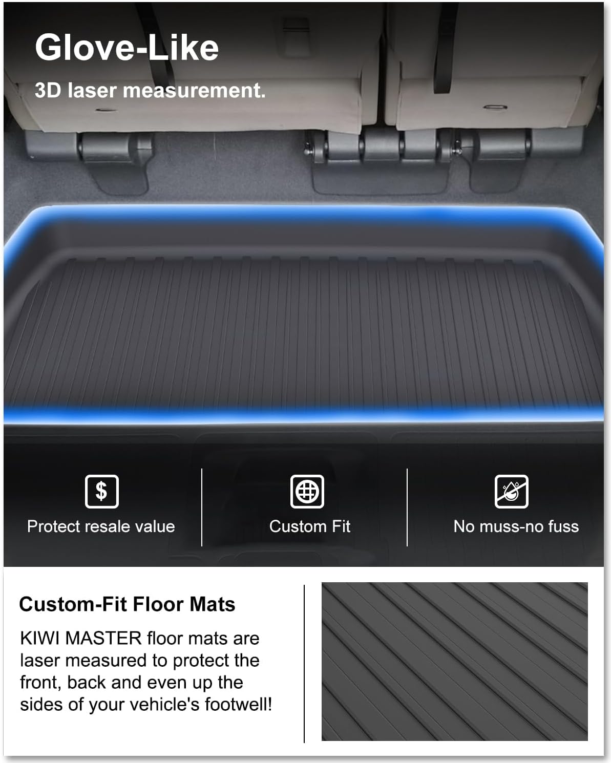 KIWI MASTER Cargo Mat for 2018-2026 Honda Odyssey, Custom Fit All Weather Rear Cargo Liner, Heavy Duty TPE Tray Trunk Mat, Black Honda Odyssey|2018-2026|Cargo Liner