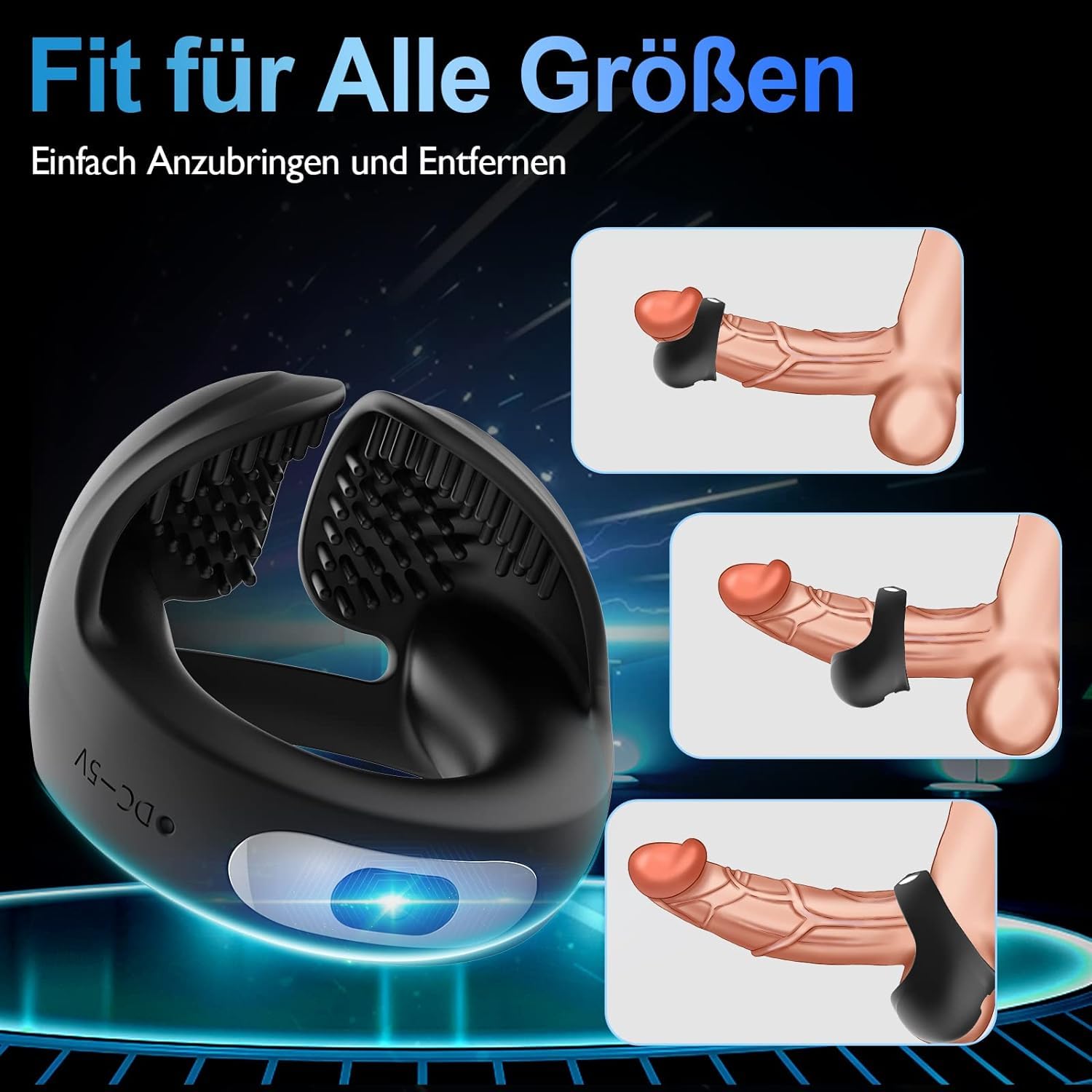 Anello Fallico Vibrante, Anello Fallico in Silicone Elastico Con 10 Modalità Di Vibrazione Per/Stimolazione Dei Testicoli, Anelli Per Testicoli Impermeabili Vibratore Per Coppia Giocattolo Sessuale