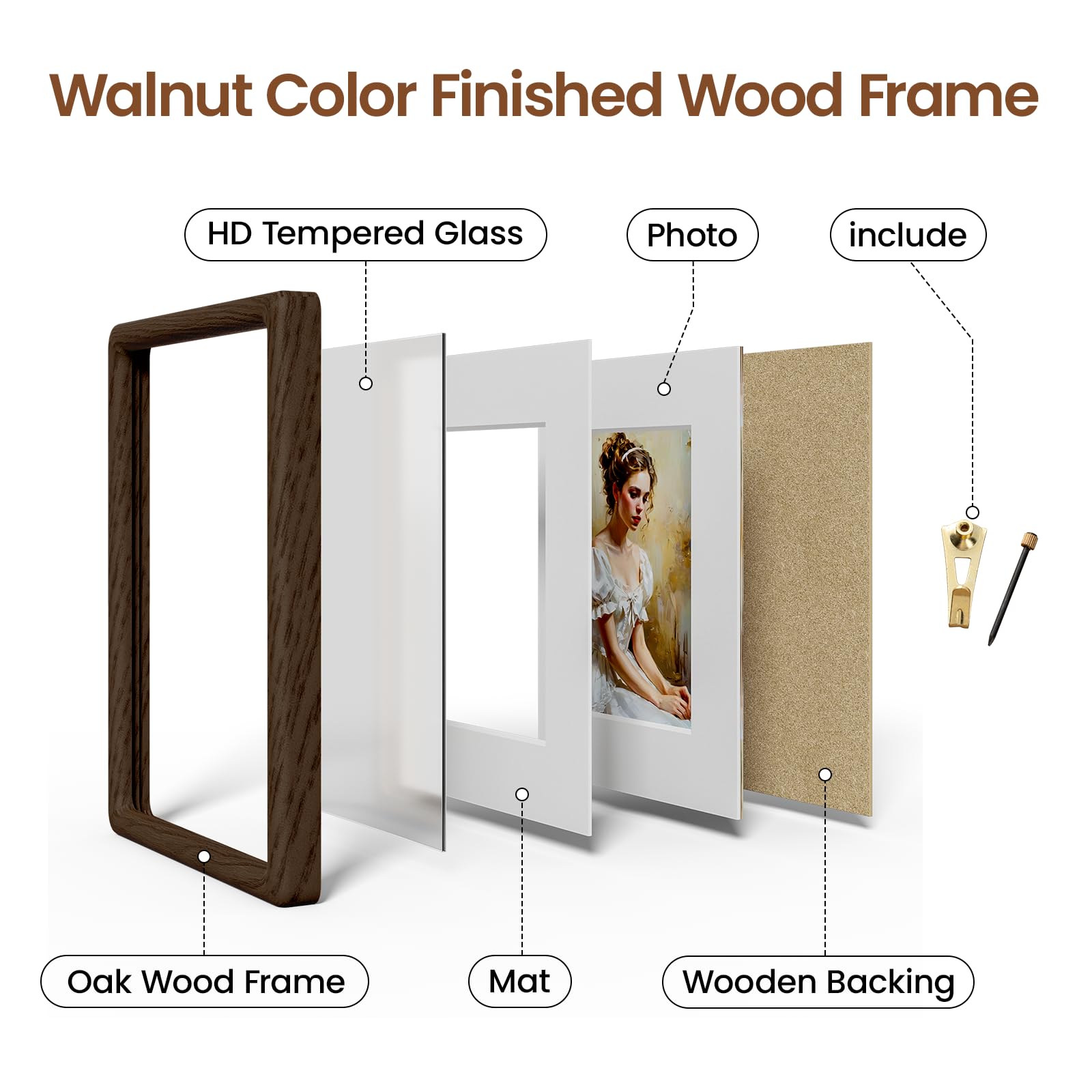 Amazon.co.jp: 9x12インチの写真フレーム 天然オーク材 カリフォルニア