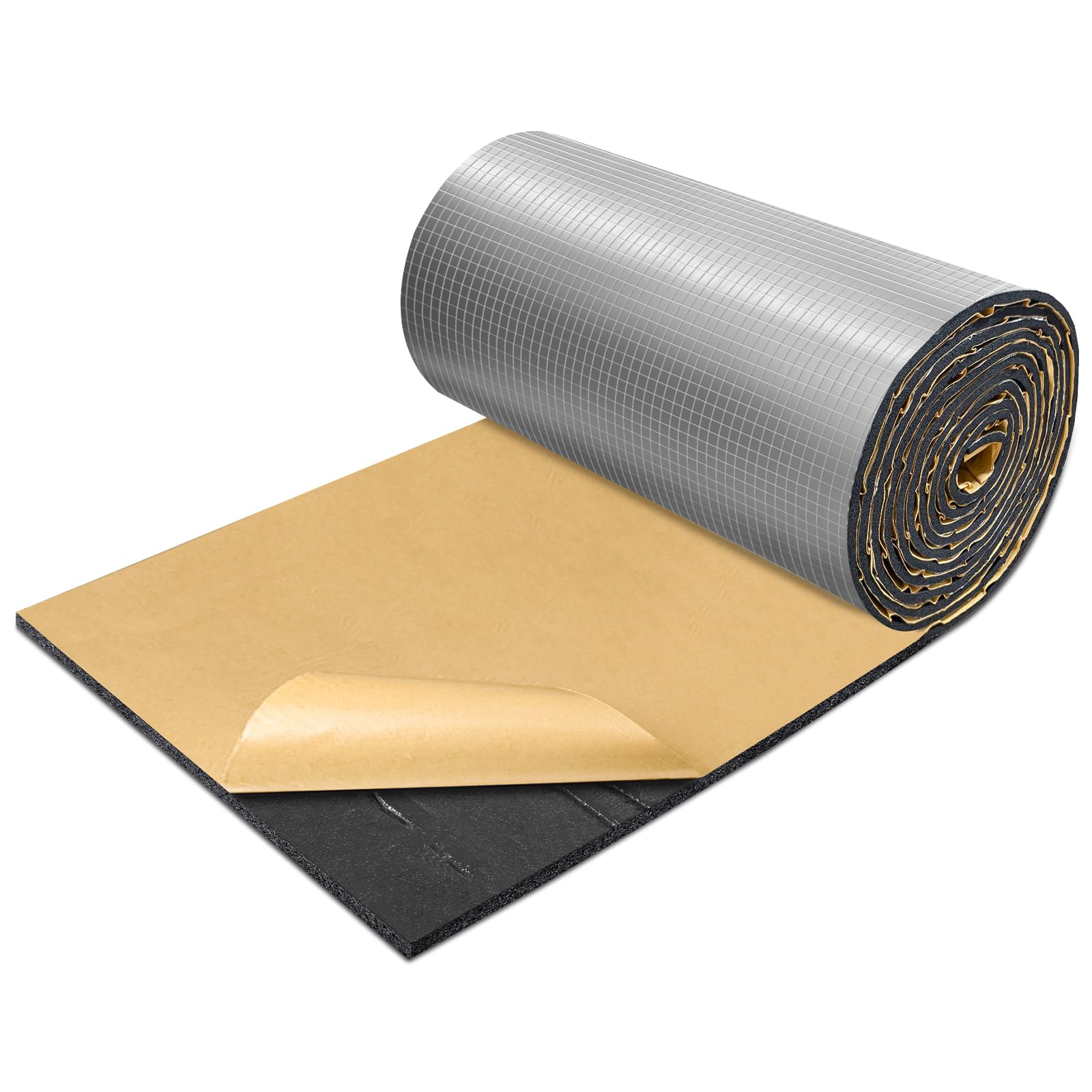 BXI Insulation Foam Roll - 13 x 157 x 0.2 Inch Self-Adhesive Thermal Board, Reflective Aluminum Foil Heat Shield, Waterproof Radiant Barrier Panel for Garage Door, HVAC Pipe, RV Window, Basement Duct