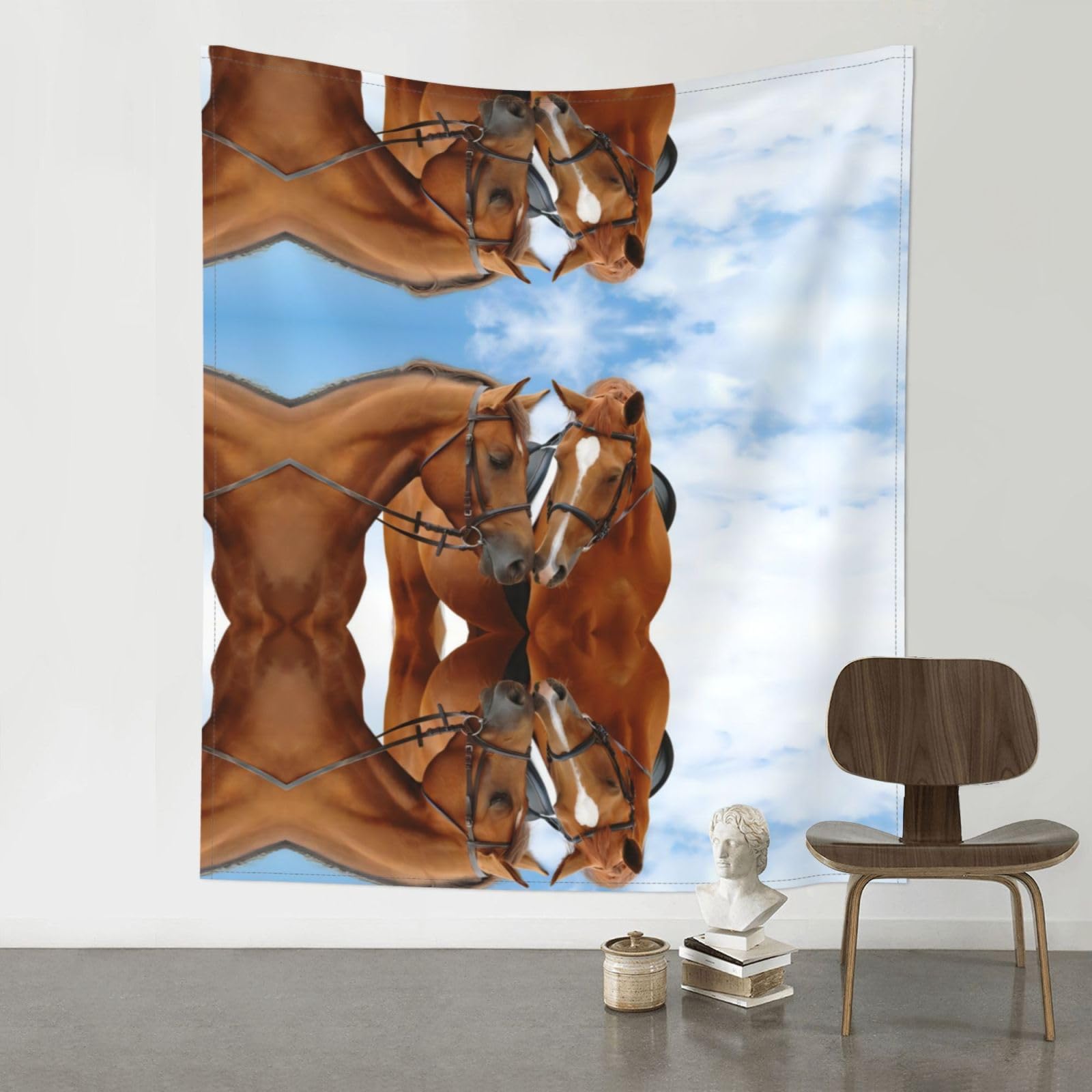 YYHWHJDE Couple Horse Prints 60x51in Wall Tapestry – Boho Decor Throw Blanket for Bedroom, Dorm, Beach Cover, Picnic & More