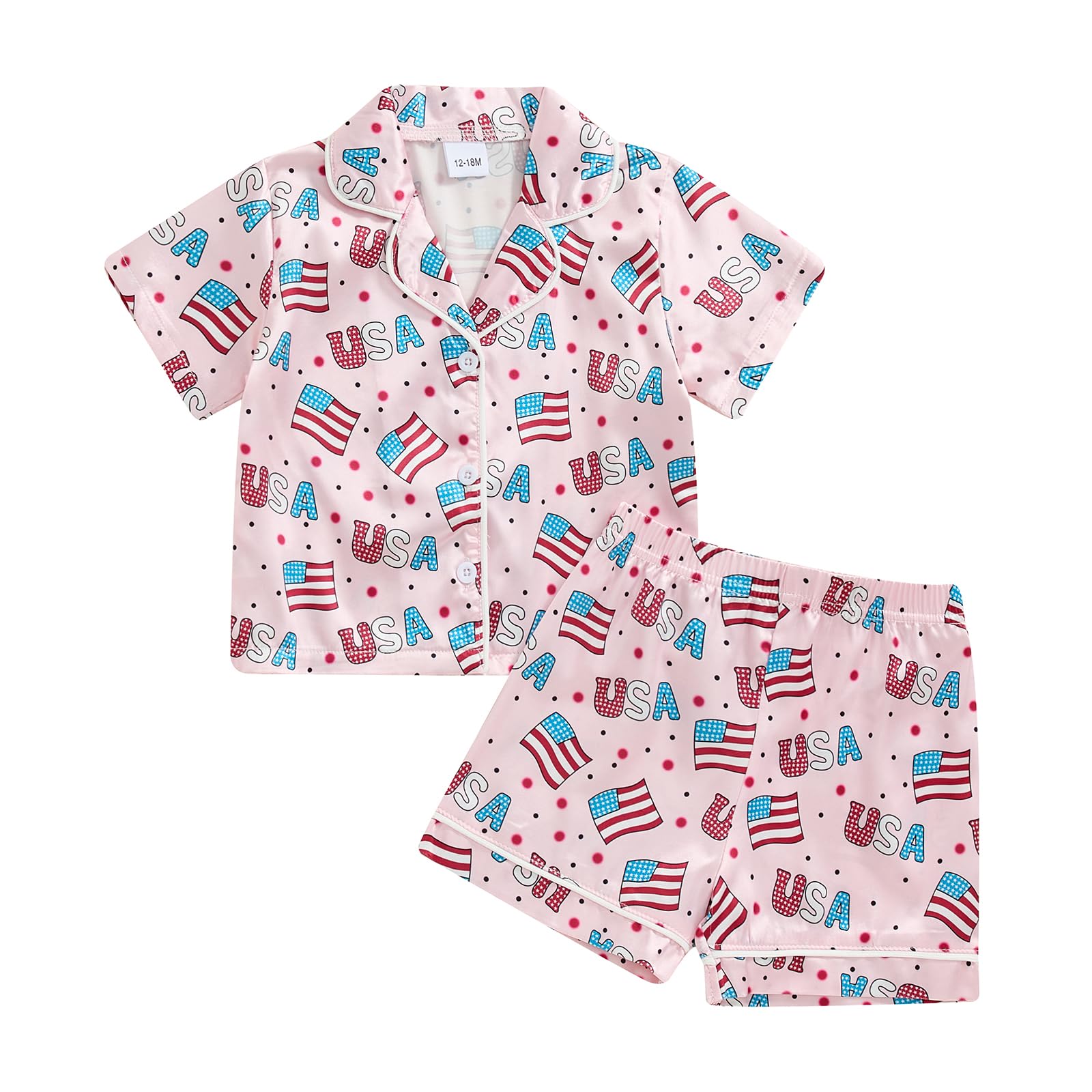 Kavousa 4th Of July Pajamas Kids Toddler Baby Girl Boy Forth Of July Pjs Silk Sleepwear Nightwear Loungewear Summer Pj Set