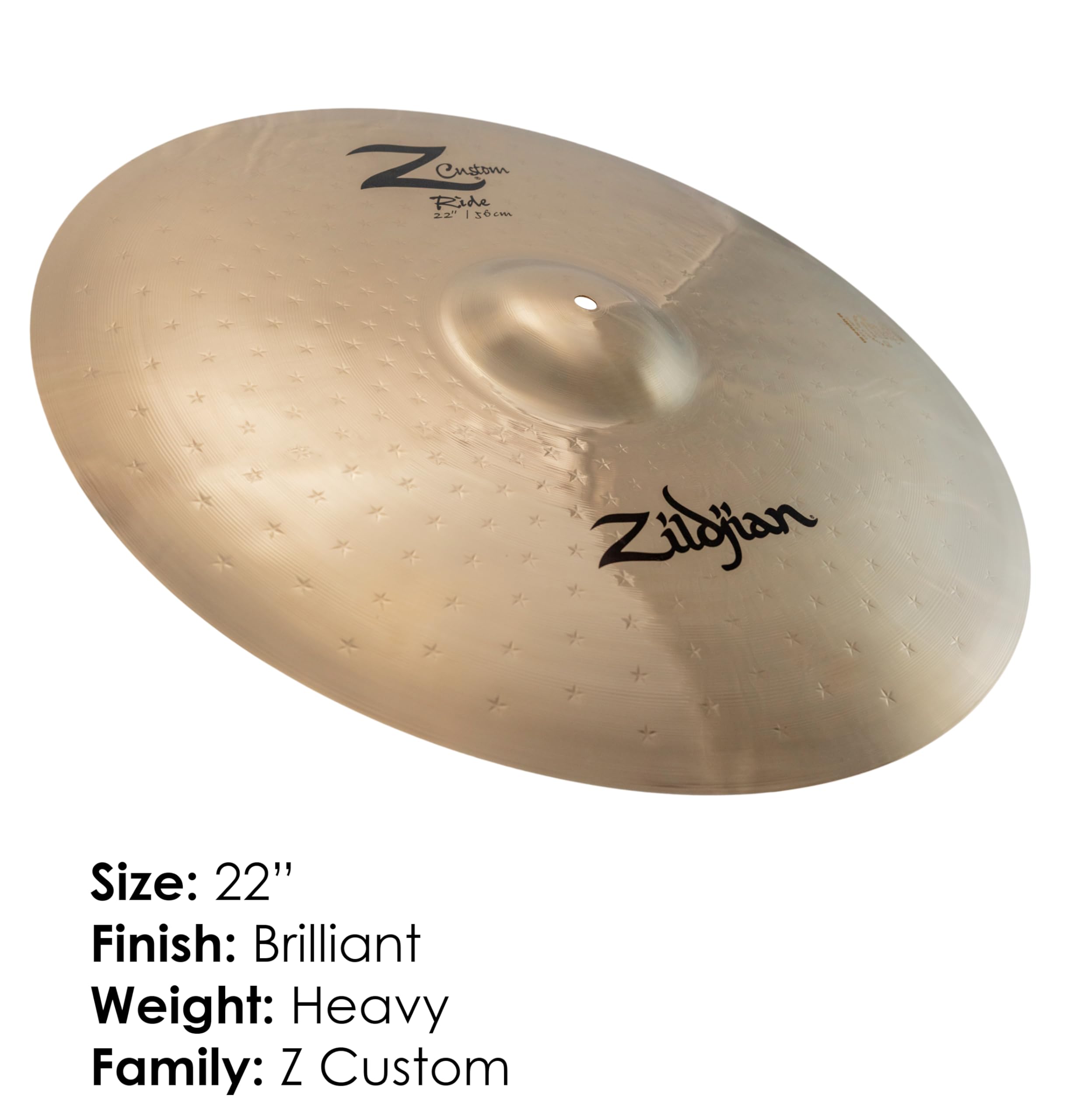 ZILDJIAN - Z Custom Ride 22" - Piatto per batteria heavy con suono potente, brillante e definito, ideale per metal, rock dal vivo e studio
