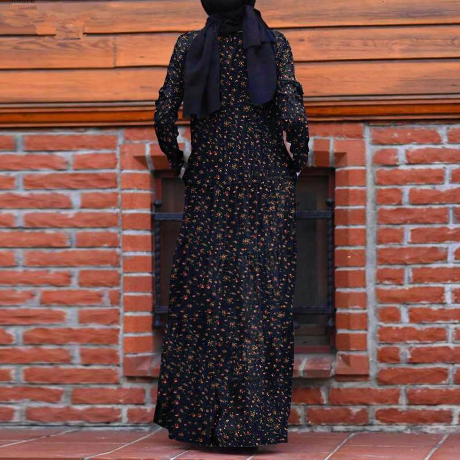 Damen Muslimische Kleider Gebetskleidung Abaya Damen Islamische Baumwolle muslimische Kleider Islamischer Gebetskleid Volle Abdeckung Muslimische Kaftan Chiffon Langes Kleid