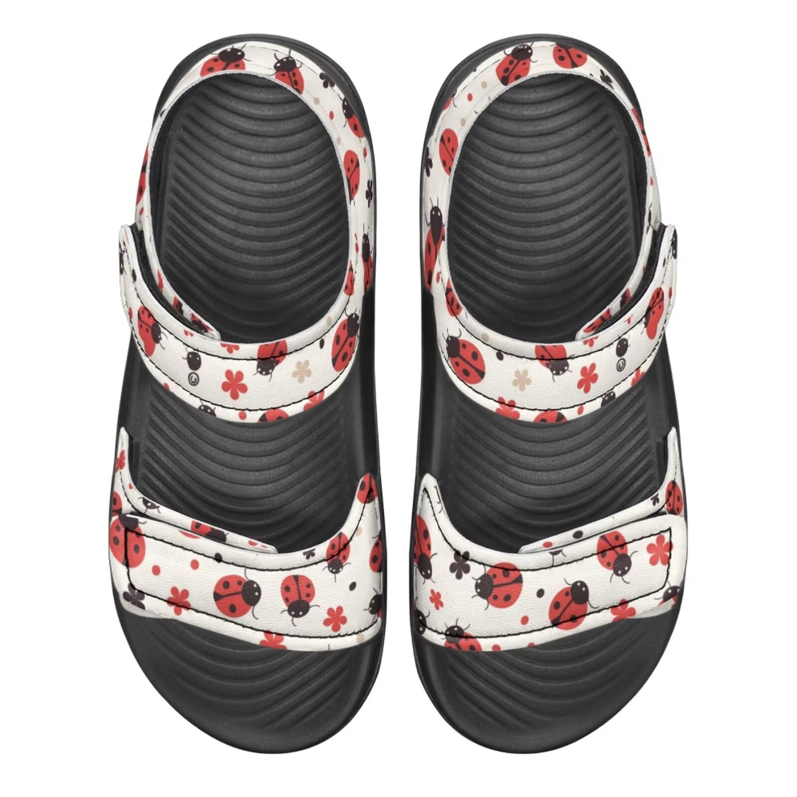 Forchrinse Kids Red Ladybug Sandals Boys Size 10 Open Toe Sports Sandals Floral Waterproof Leather Beach Water Shoes Summer Sandal with Adjustable Strap