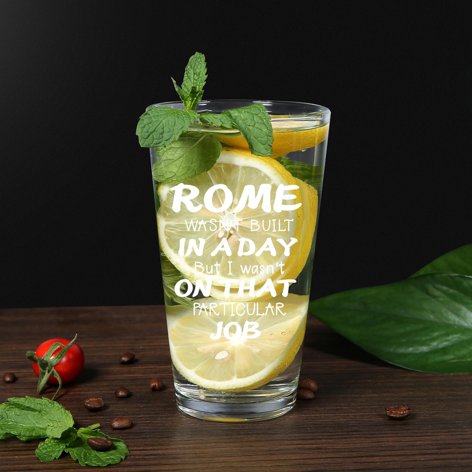 Jogskeor Rome Wasn't Built In A Day But I Wasn't On That Job Beer Glass 16oz, Gifts for Construction Workers, Birthday Christmas Gifts for Project Engineer Builder