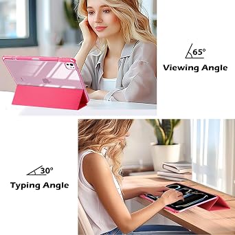 ProCase for iPad Pro 13 Inch Case M5 2025/ M4 2024 with Pencil Holder, Slim Stand Clear Shell Back, Shockproof Cover iPad Pro M5 M4 Case 13 Inch, Supports Touch ID, Auto Wake/Sleep -MelonPink