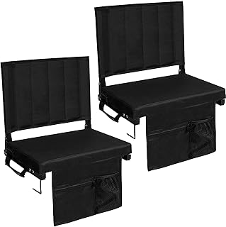 Romswi 2PK 3-Level Heated Stadium Seats for Bleachers with Back Support,Padded Bleacher Seats with Comfort Thick Cushion,Portable Folding Waterproof Bleacher Chair,with Shoulder Strap for Outdoors