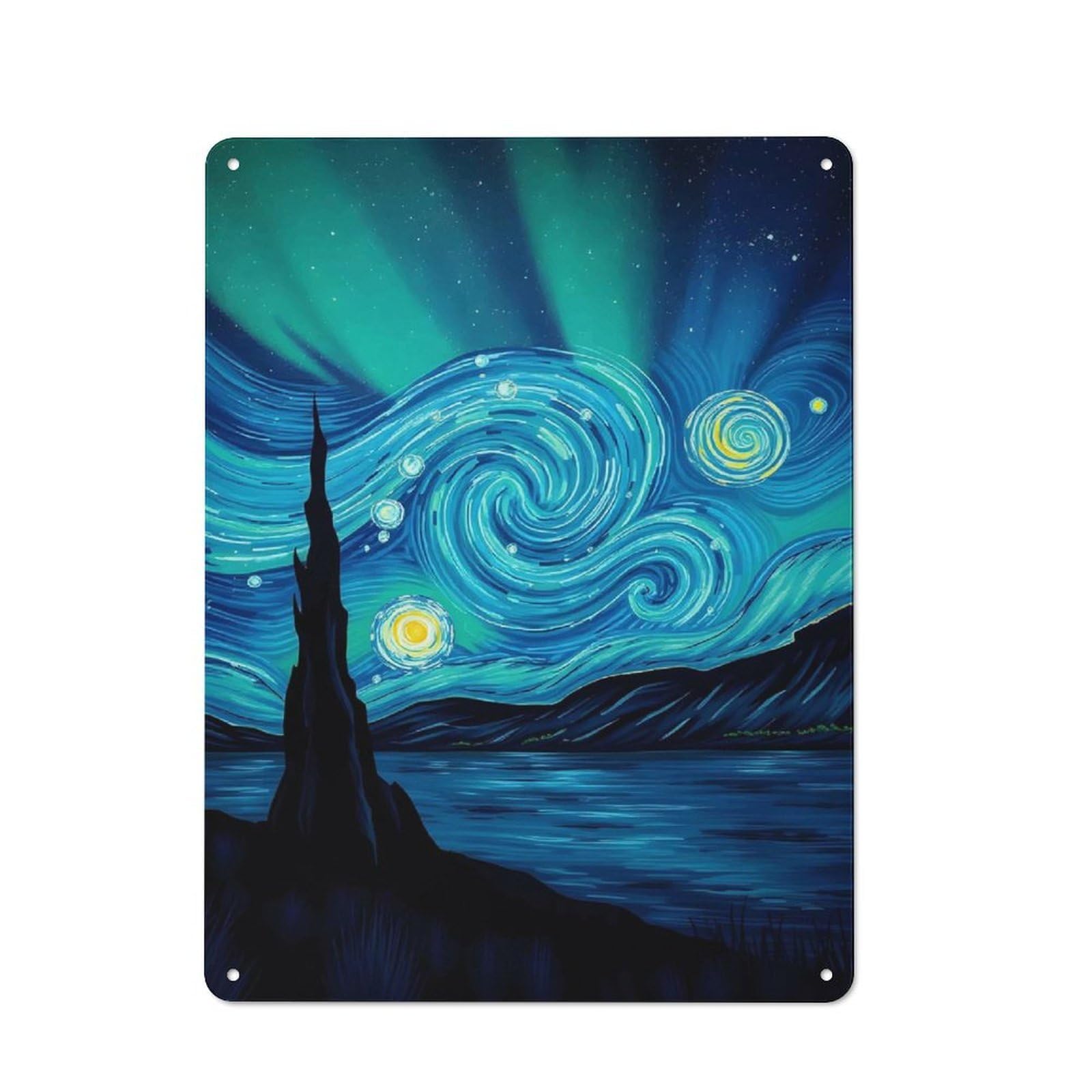 Shed Metal Sign with Starry Night Aurora Design 40x30cm, Outdoor Room Shed Wall Decor for Shed, Garden Room, Porch Or Garage
