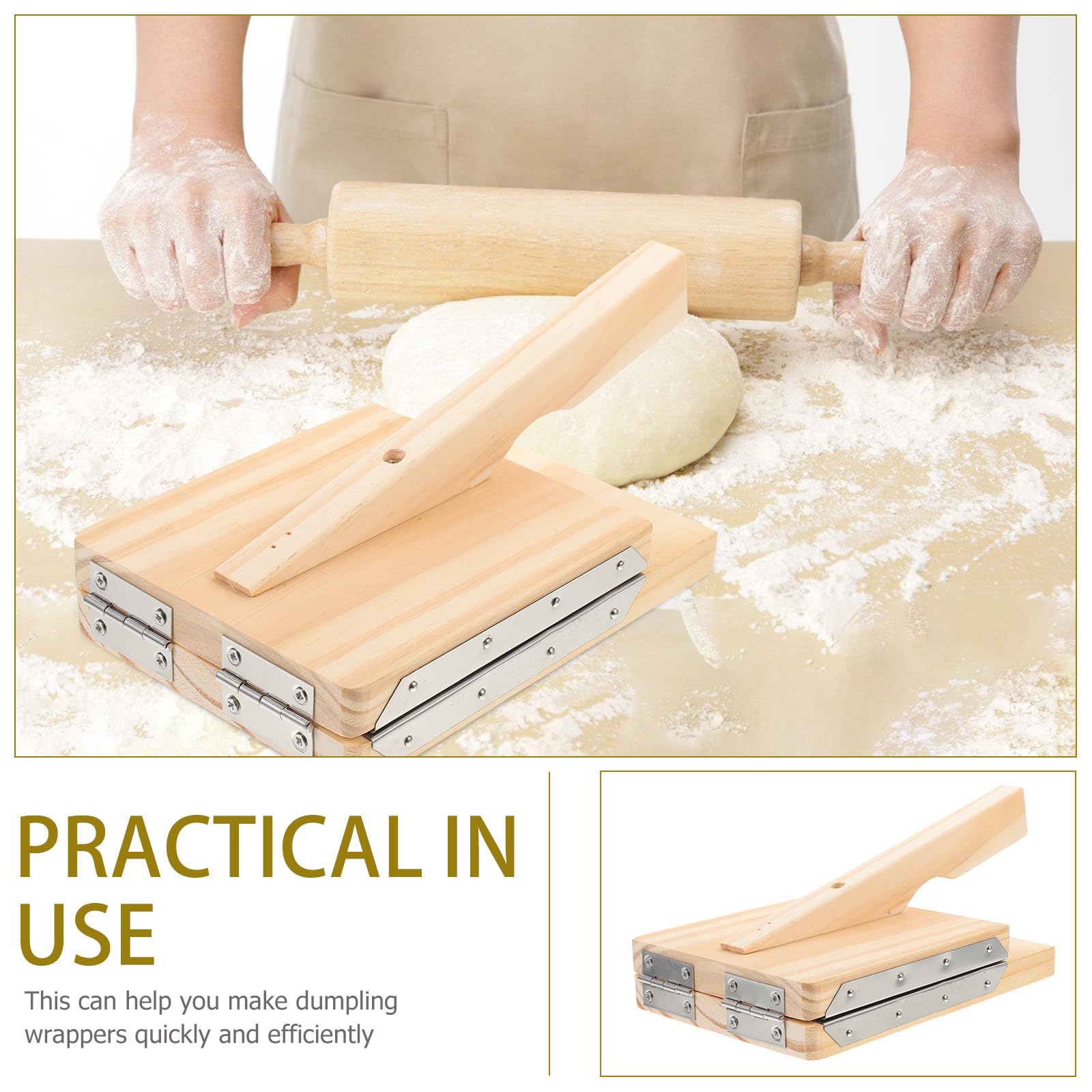 Molde para Prensar Masa de Acero Inoxidable y Madera para Empanadillas