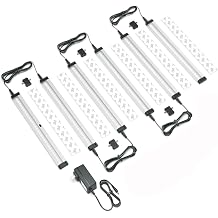 EShine Hand Wave Activated Under Cabinet LED Lighting Kit, Dimmable, 6-Pack 12 in - Touchless Dimming Control, Black Under Counter Lights for Kitchen, Garage, Office, Desk - Cool White 6000K