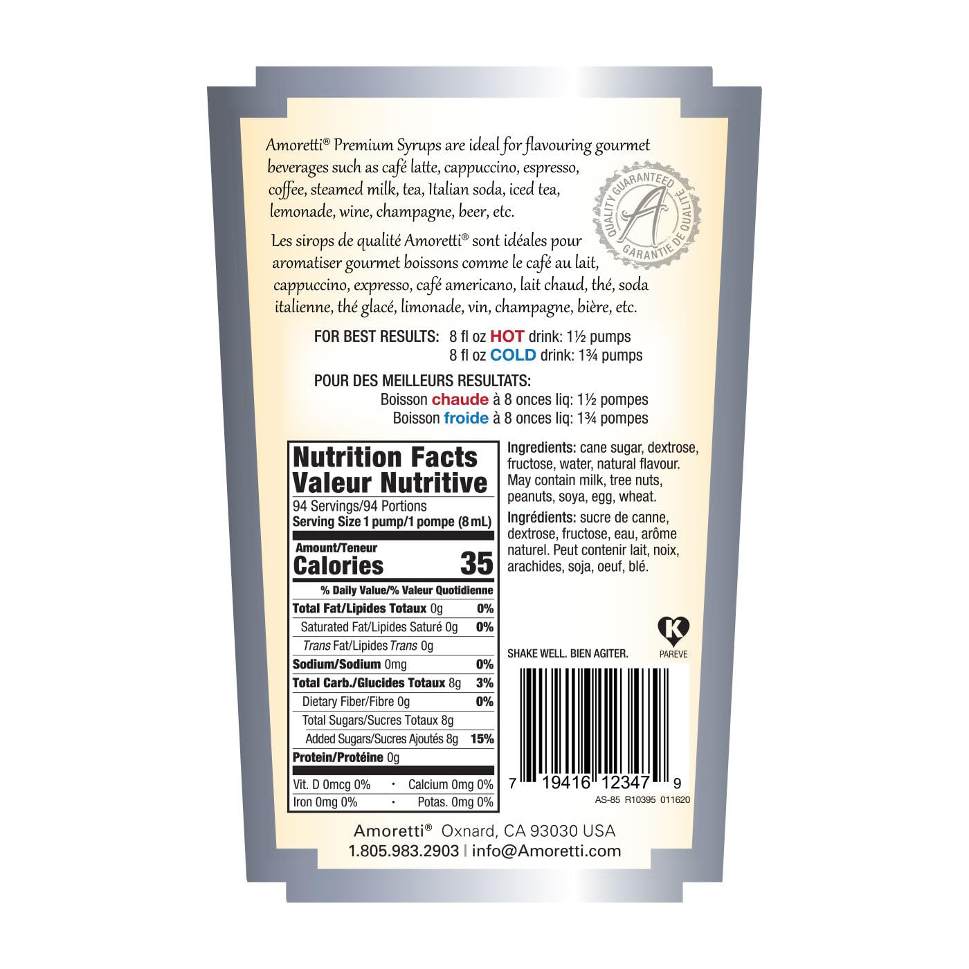 Amoretti - Premium Honeydew Melon Syrup, 94 Servings Per Bottle (750 ml), with Pump for Flavoring Coffees, Cocktails, and other Beverages, Gluten Free, GMO/GEO Free, Preservative Free