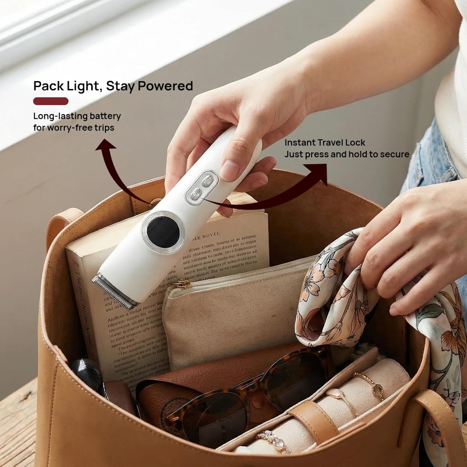 2-in-1 Bikini Trimmer for Women & Face - Waterproof Electric Razor for Pubic Hair, Legs & Underarms - Rechargeable Ladies Grooming Kit with LED Display, Travel Lock & Guard Combs