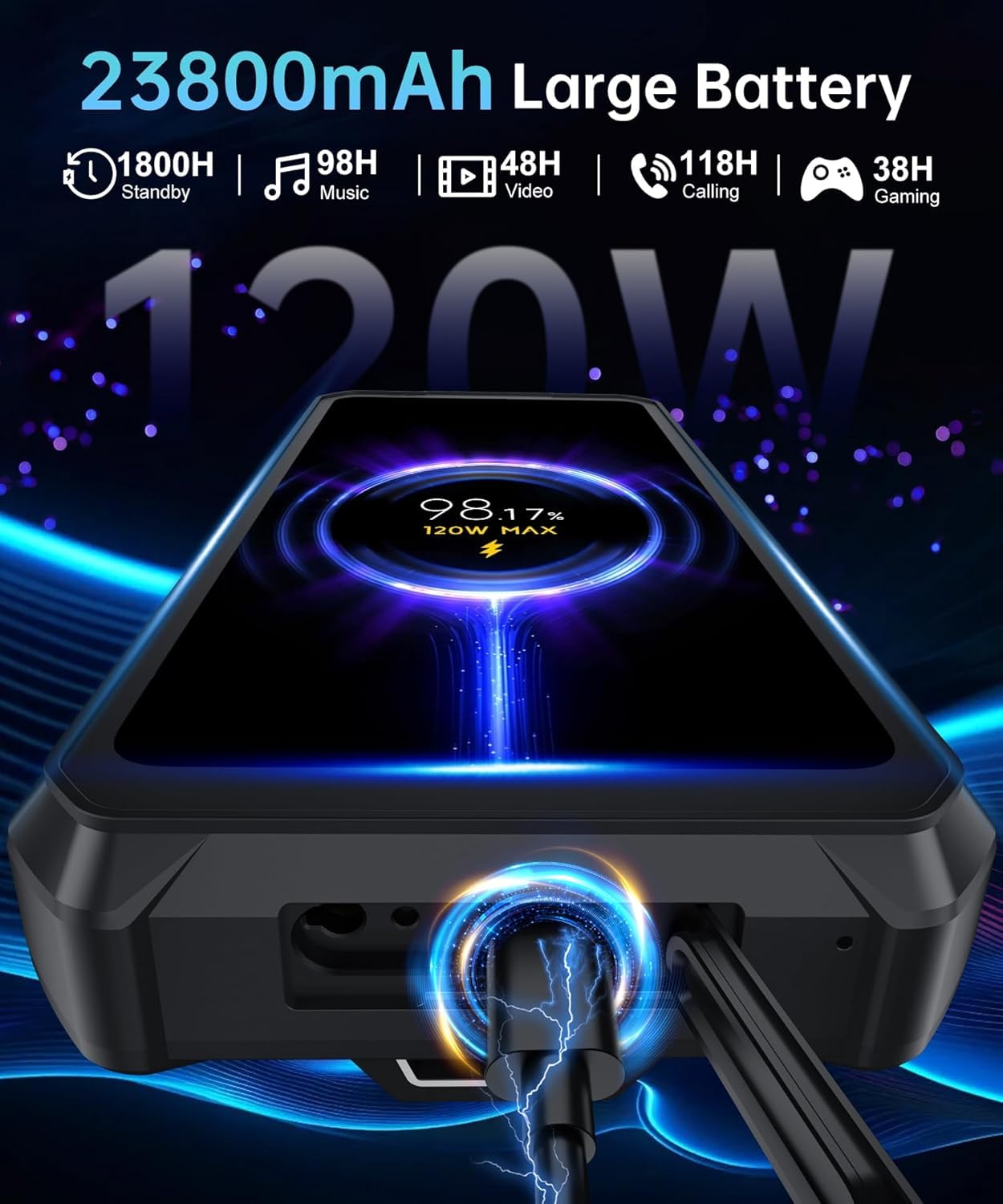 8849 Tank 3 Pro wytrzymały smartfon 23800 mAh wytrzymały projektor telefon 36 GB + 512 GB Dual SIM 5G Android 14 odblokowane telefony komórkowe 17.2 cm duży ekran, światło kempingowe/rozszerzenie 2 TB