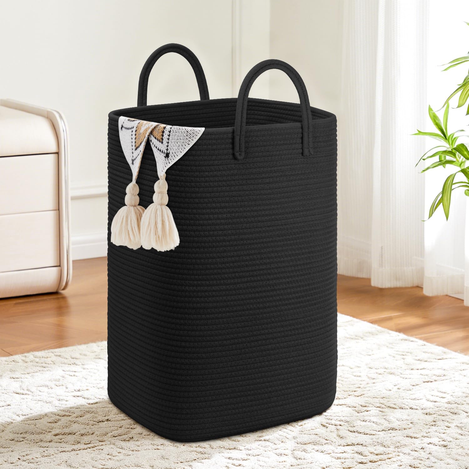 Artfeel Laundry Basket,Woven Cotton Rope Laundry Hamper,100L Versatile Storage for Dirty Clothes,Baby Toys,and Blankets in Bathroom, Nursery,and Living Room