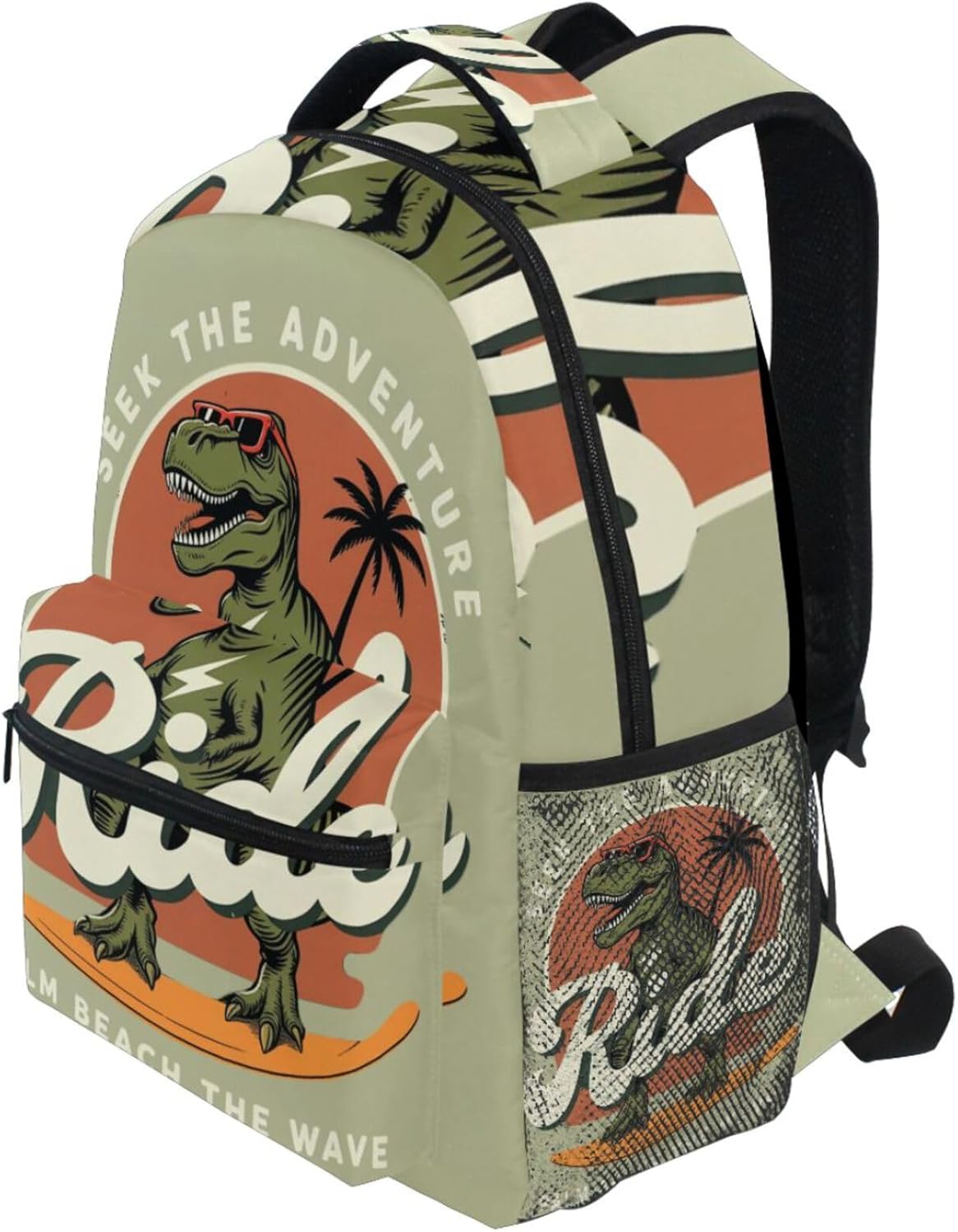 Pfrewn Skateboard Dinosaurs Backpacks for Boys Dino Pattern School Backpack Bookbags for Kids Students