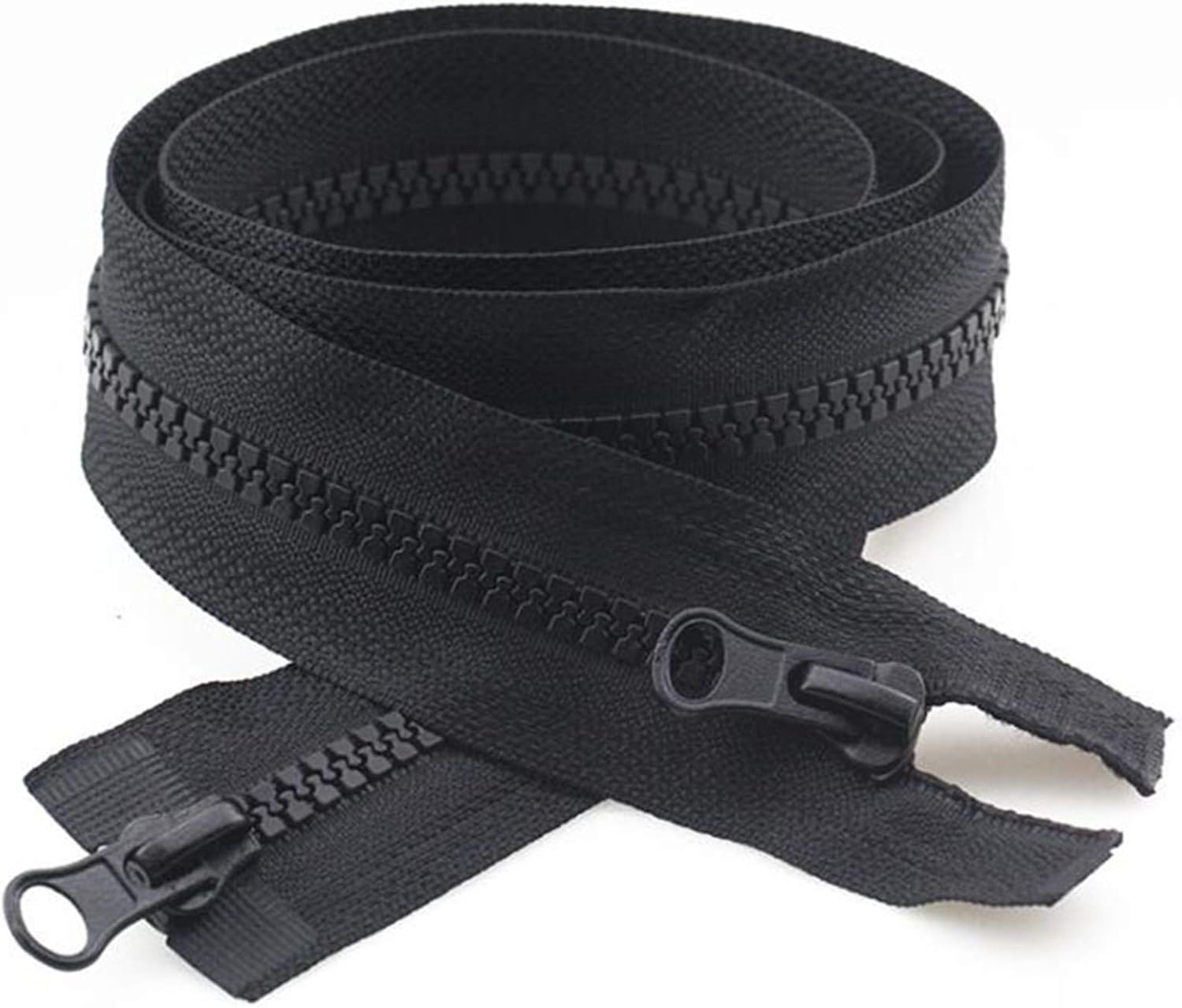 Zippers Nylon Zipper 5# Resin Double-Headed Open End Zip Zippers,(Black Single Slider)