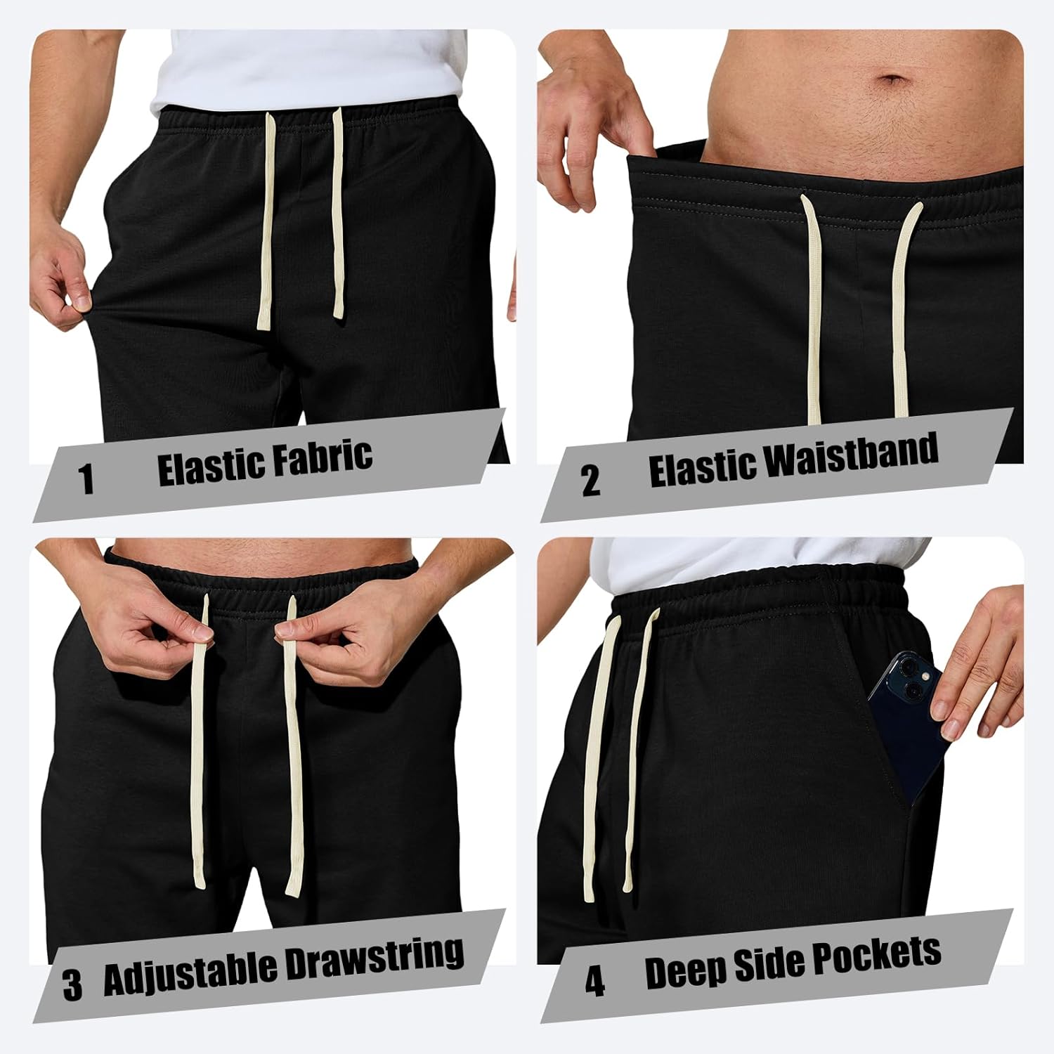 Men's Casual Shorts 7" Cotton Athletic Running Shorts Elastic Waist Drawstring Workout Sweat Shorts - Image 7